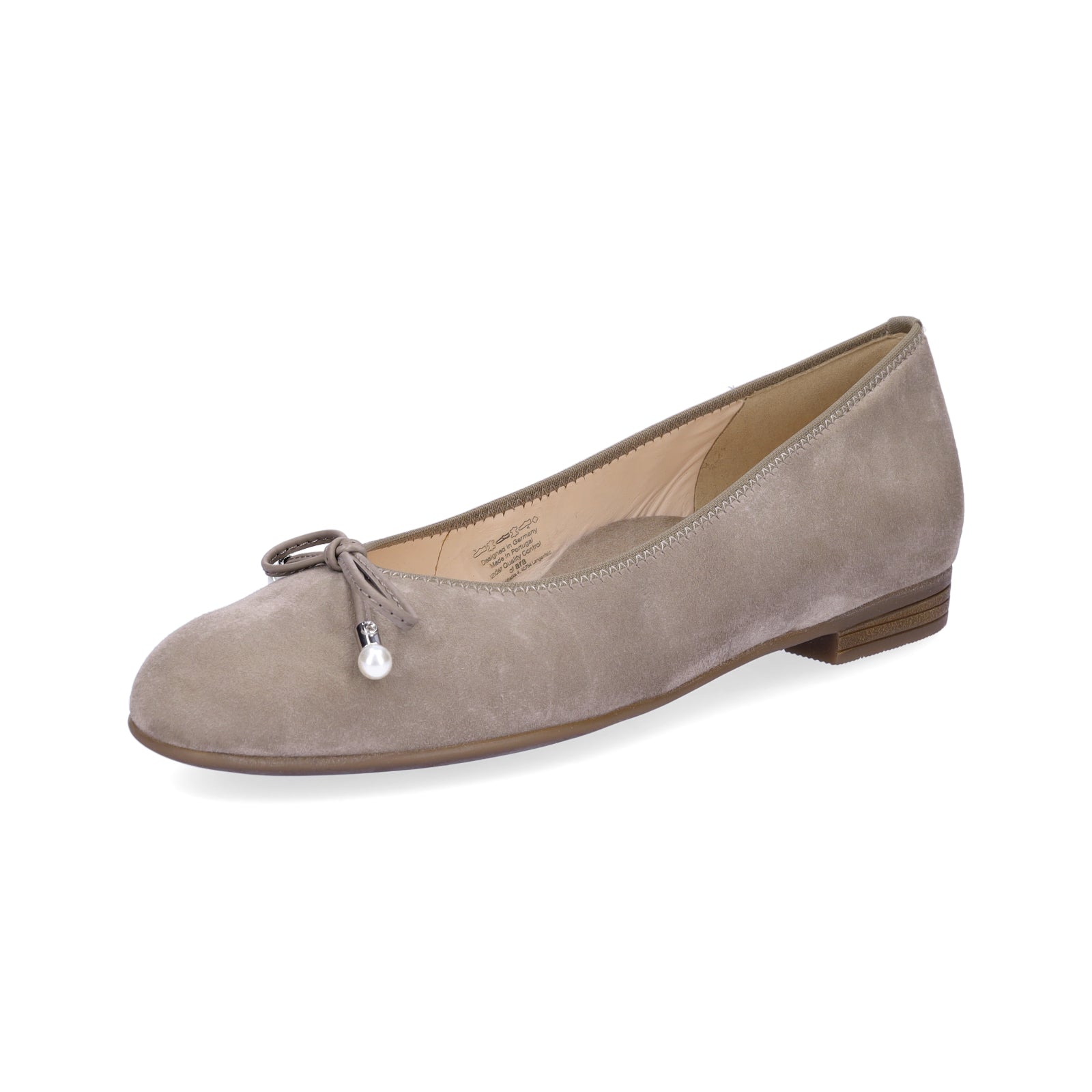 Ara women's leather ballerina taupe velvet
