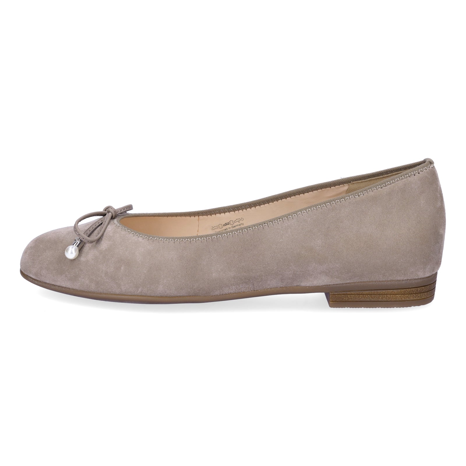 Ara women's leather ballerina taupe velvet