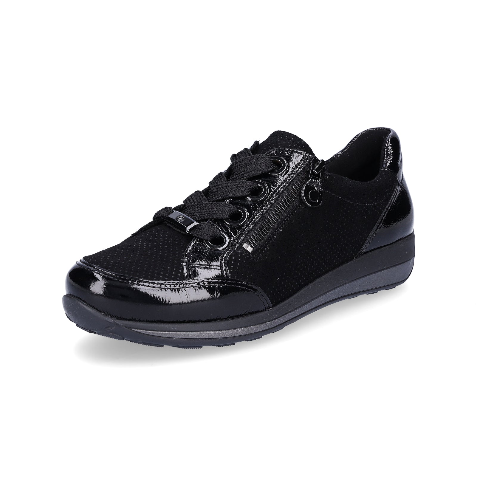 Ara women's leather lace-up shoe black patent