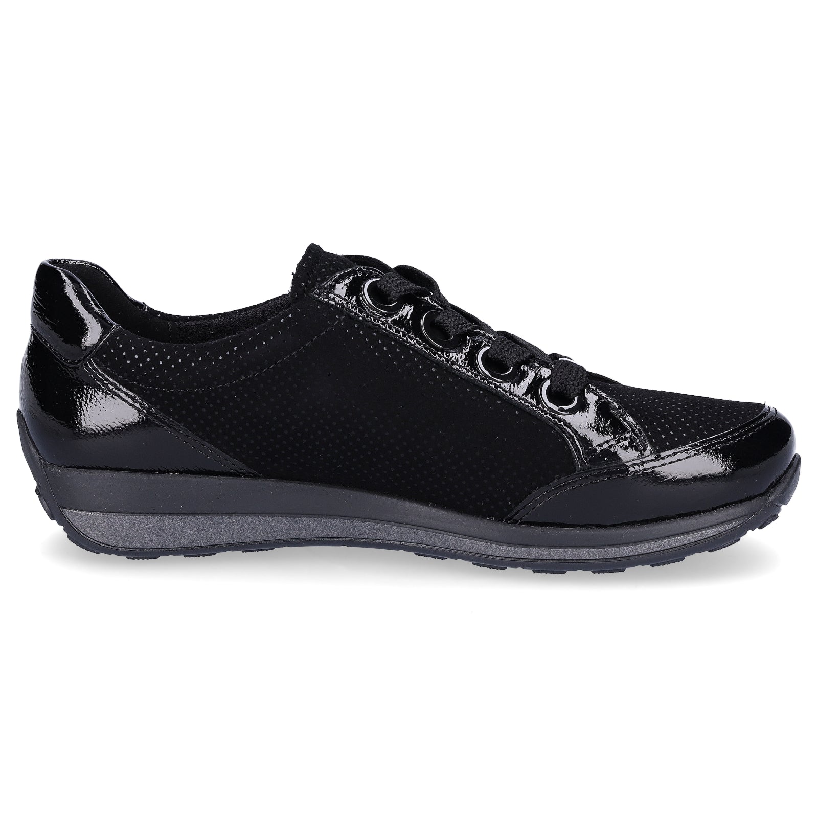Ara women's leather lace-up shoe black patent