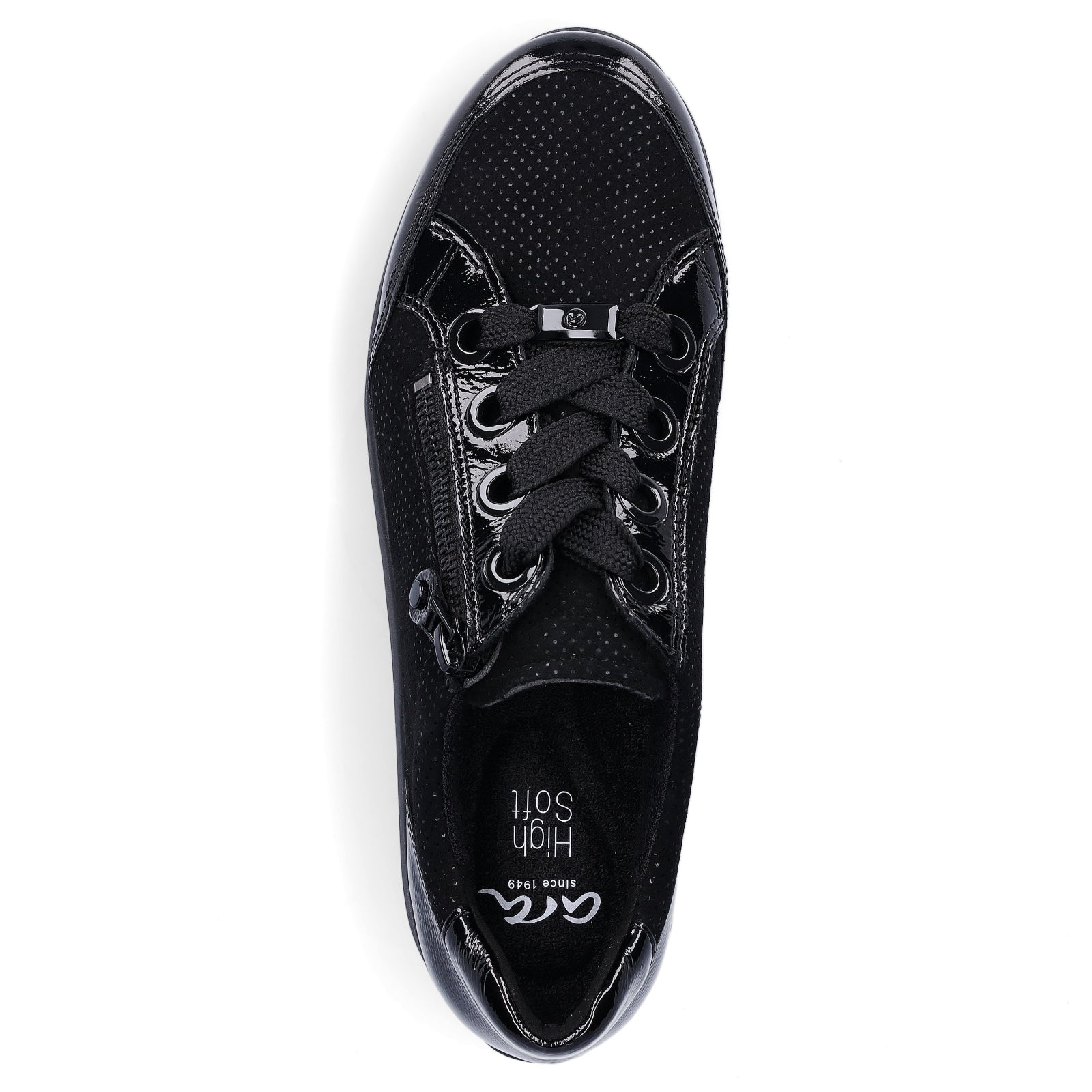 Ara women's leather lace-up shoe black patent