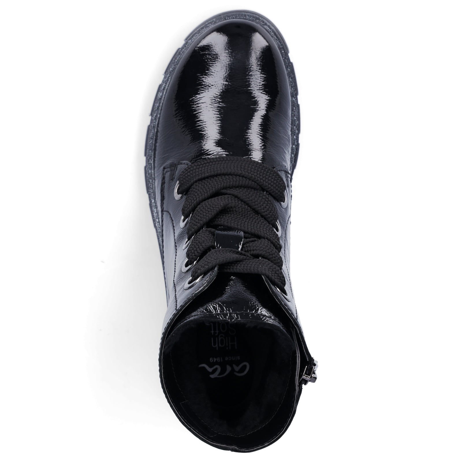 Ara women's leather lace-up boot black patent