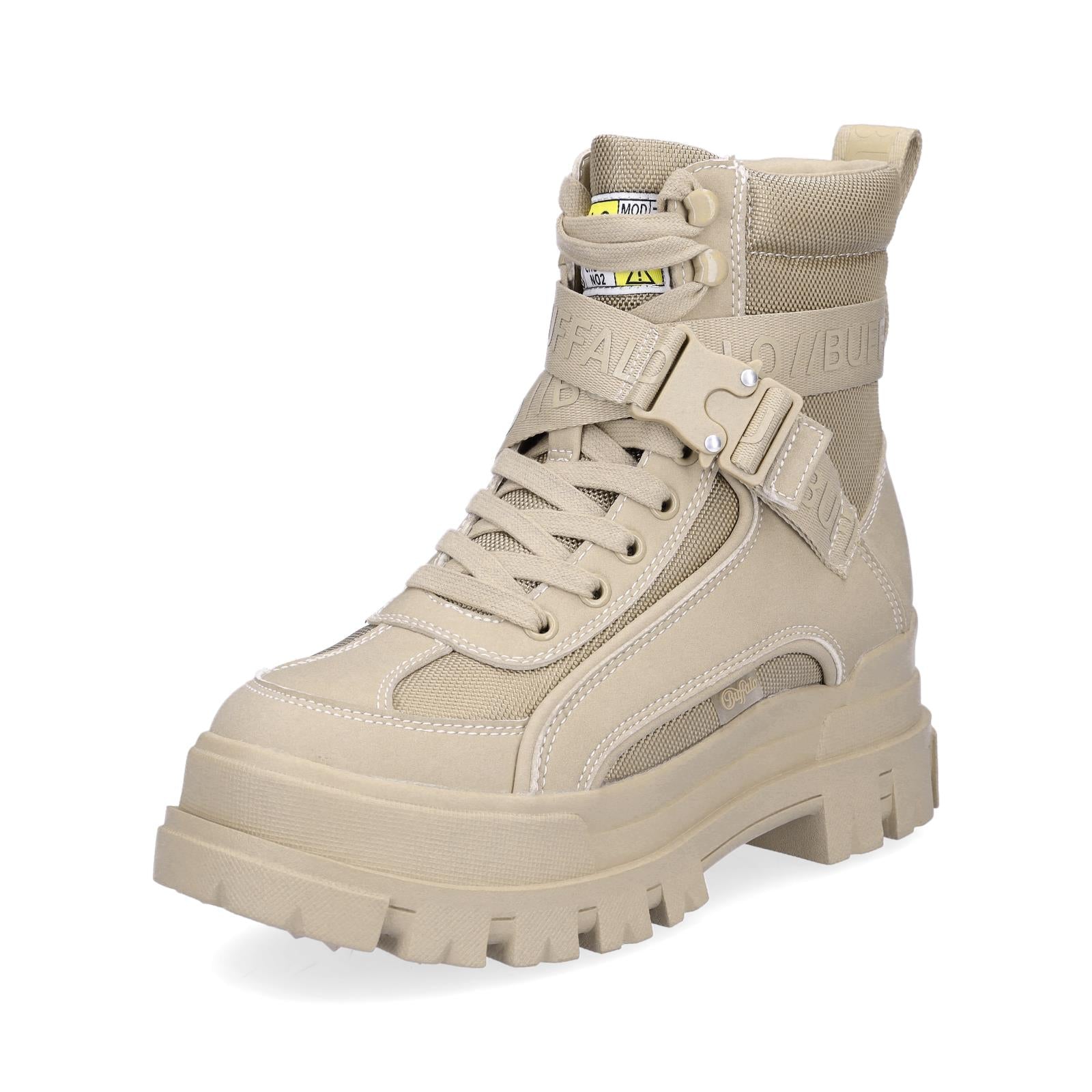 Buffalo Damen Plateau Schnürboot vegan beige