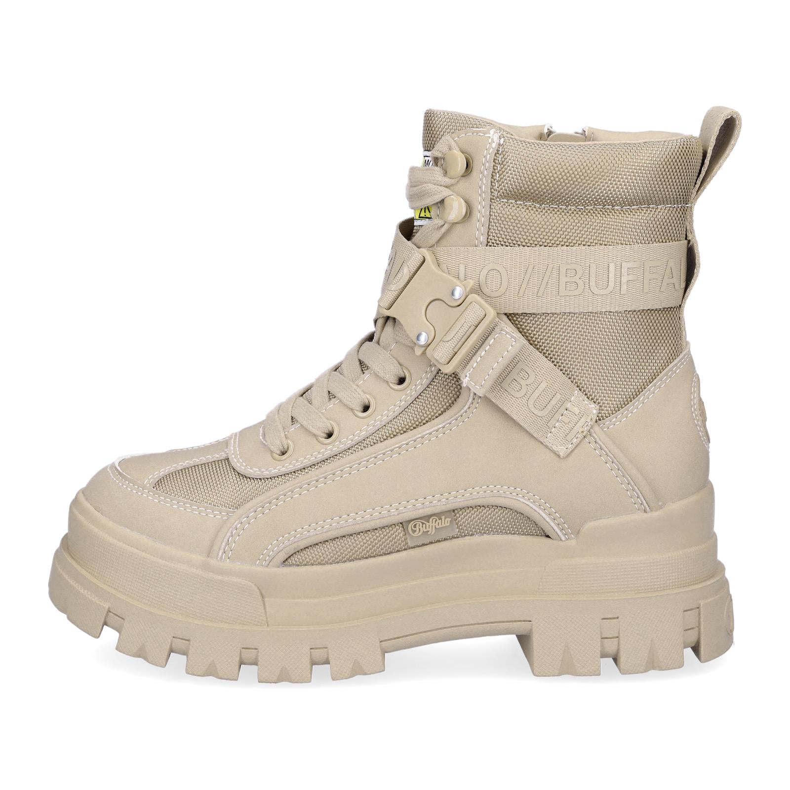 Buffalo women's platform lace-up boot vegan beige