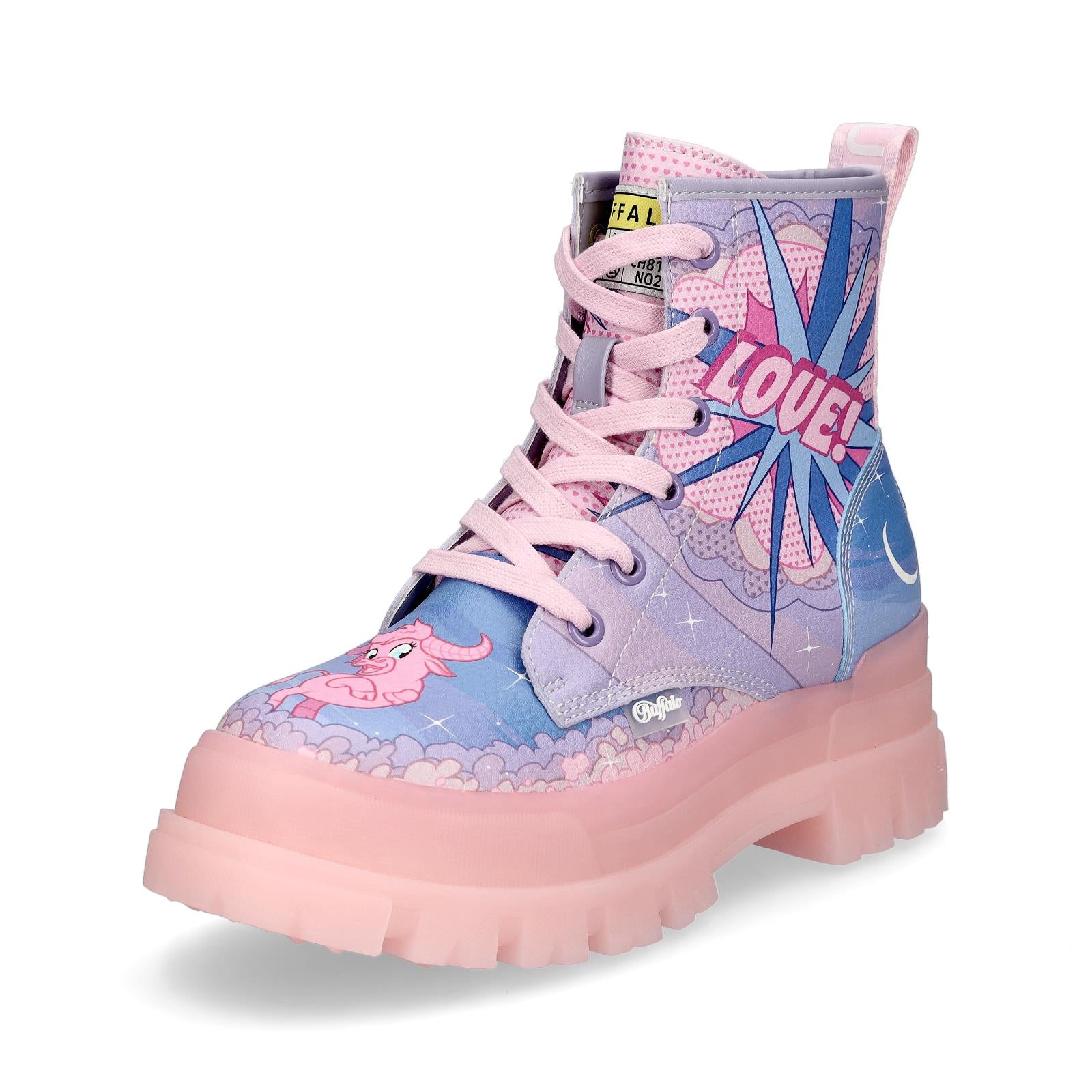 Buffalo Damen Schnürboot Aspha Comic rosa