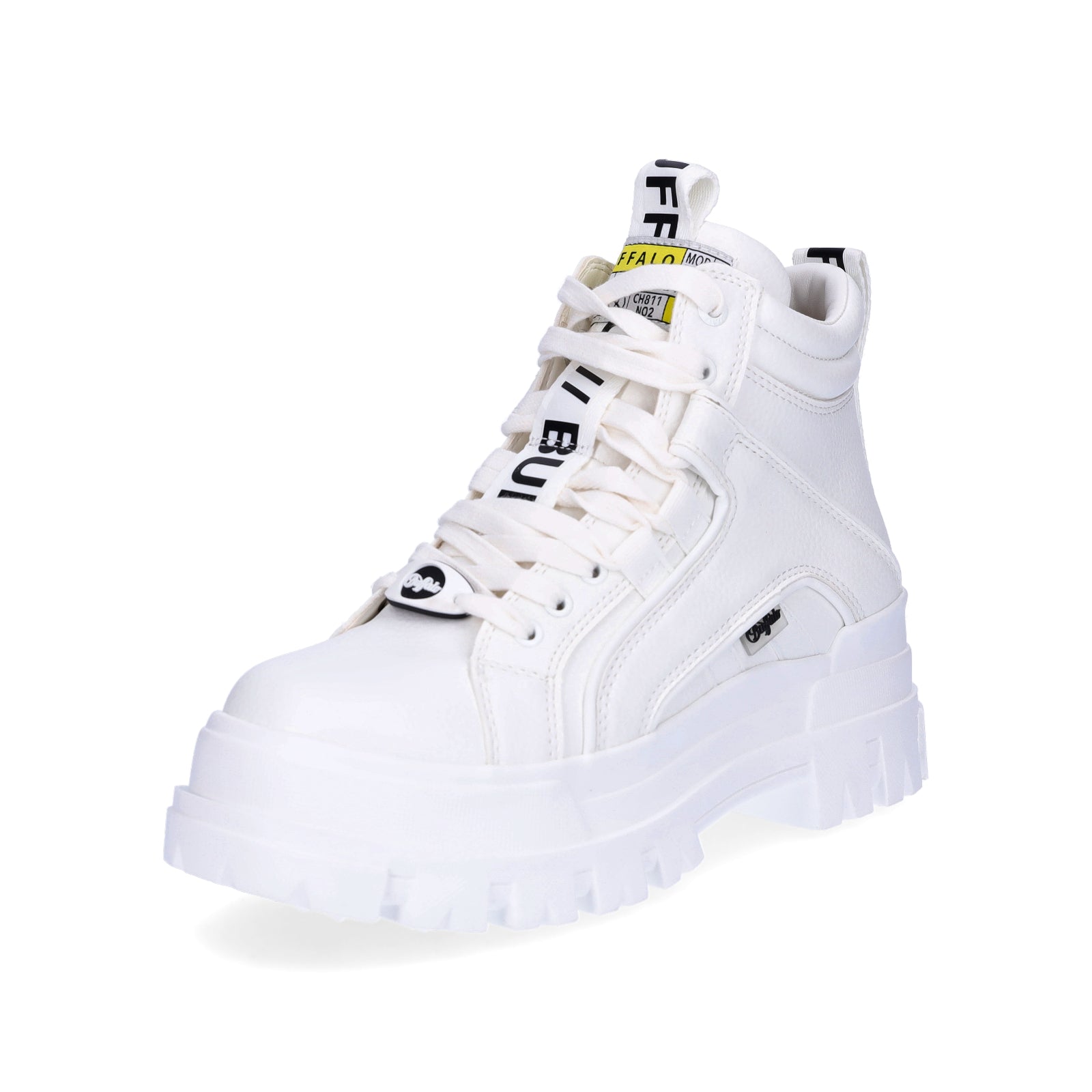 Buffalo women's platform lace-up boot Aspha NC Mid white