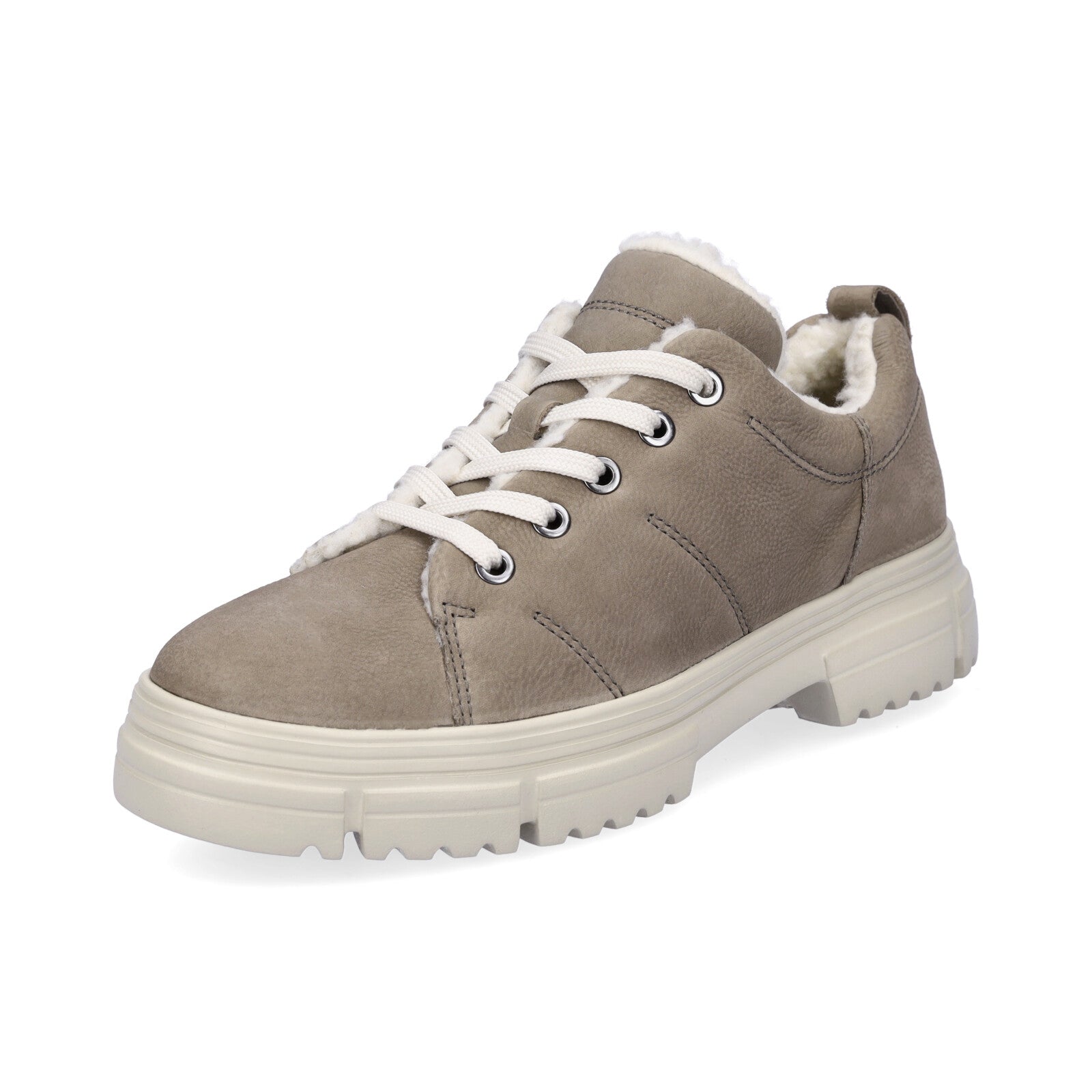 Caprice women's leather lace-up shoe taupe