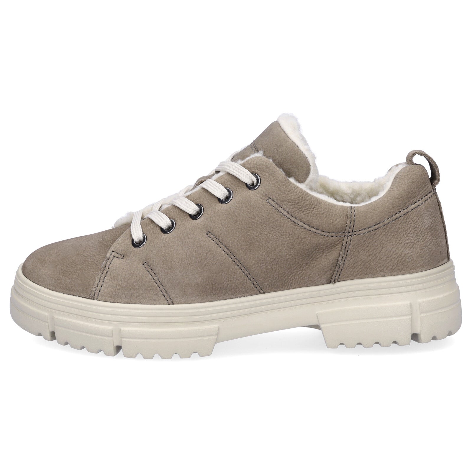 Caprice women's leather lace-up shoe taupe