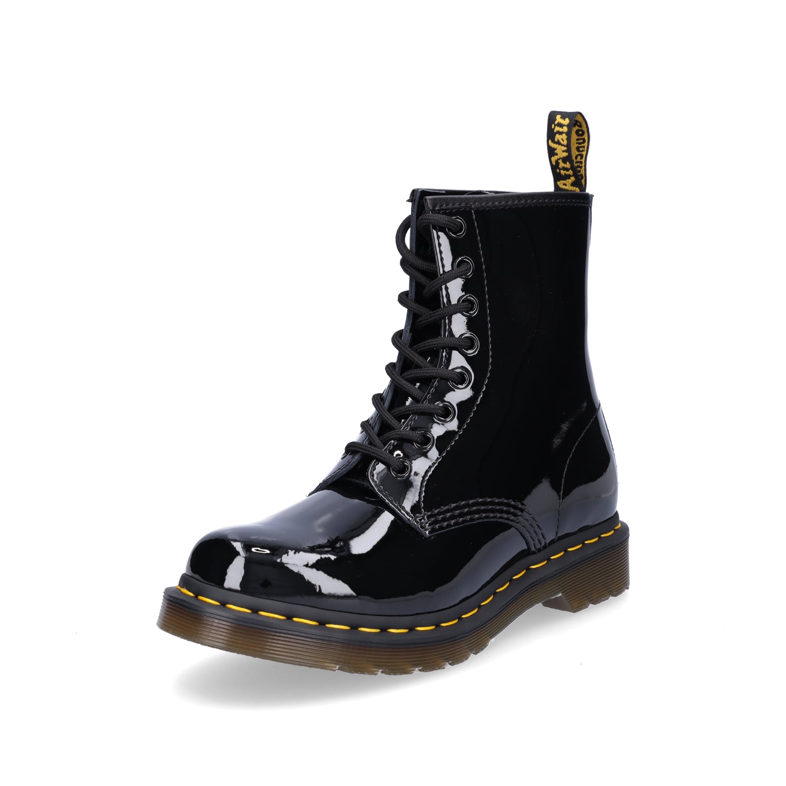 Dr. Martens women's patent leather lace-up boot black