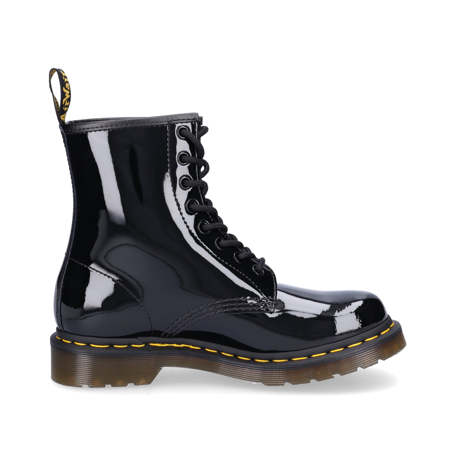 Dr. Martens women's patent leather lace-up boot black