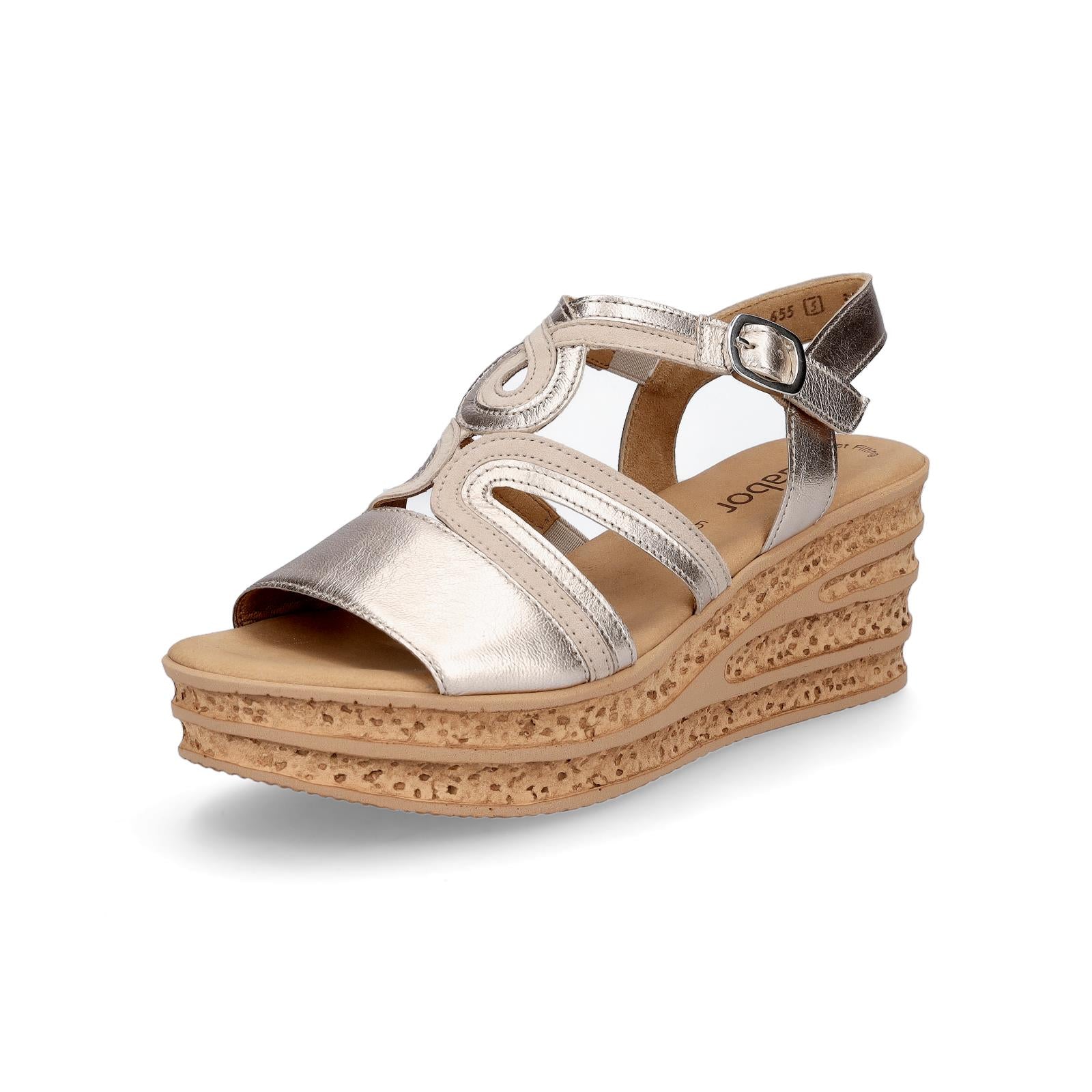 Gabor women's wedge sandals beige metallic