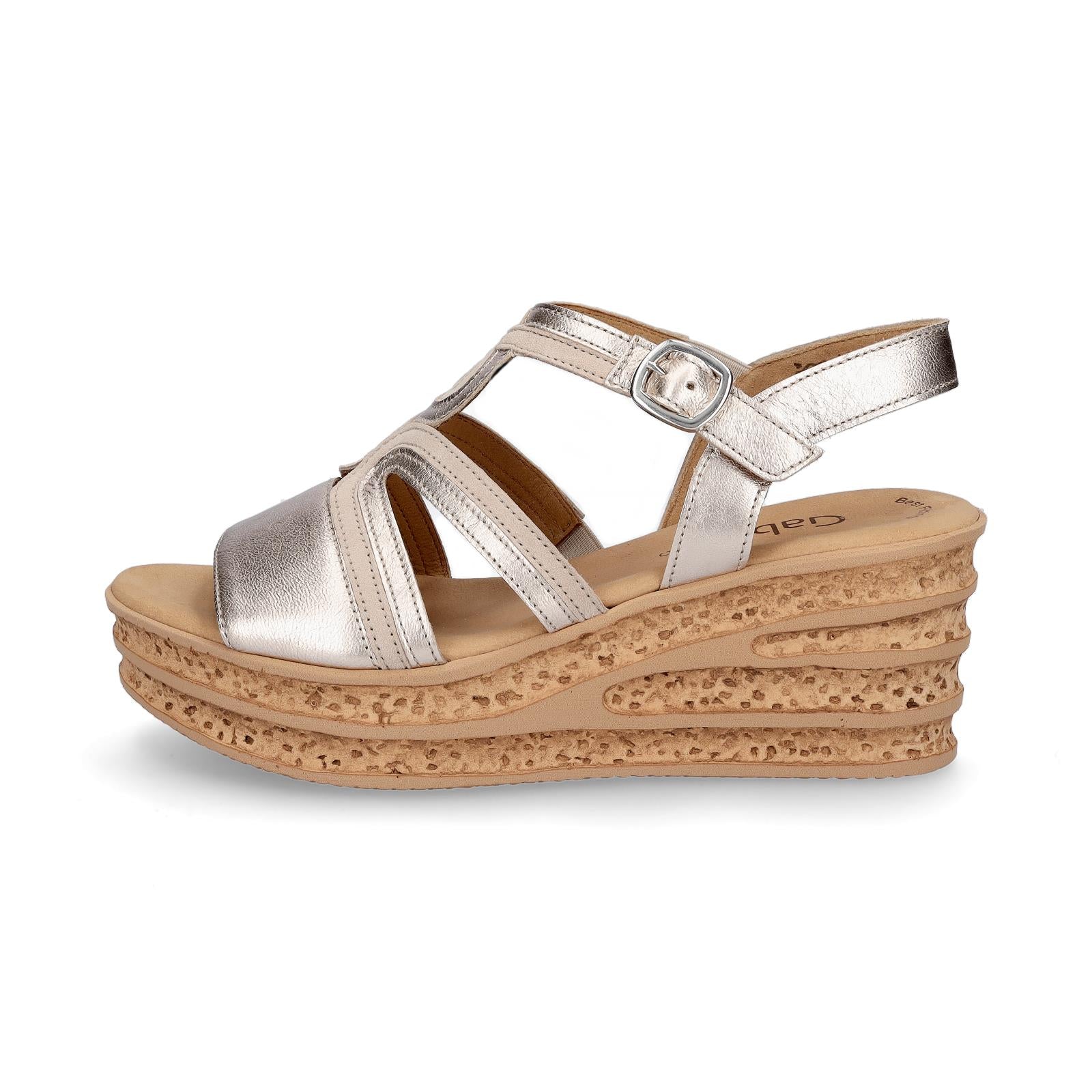 Gabor women's wedge sandals beige metallic