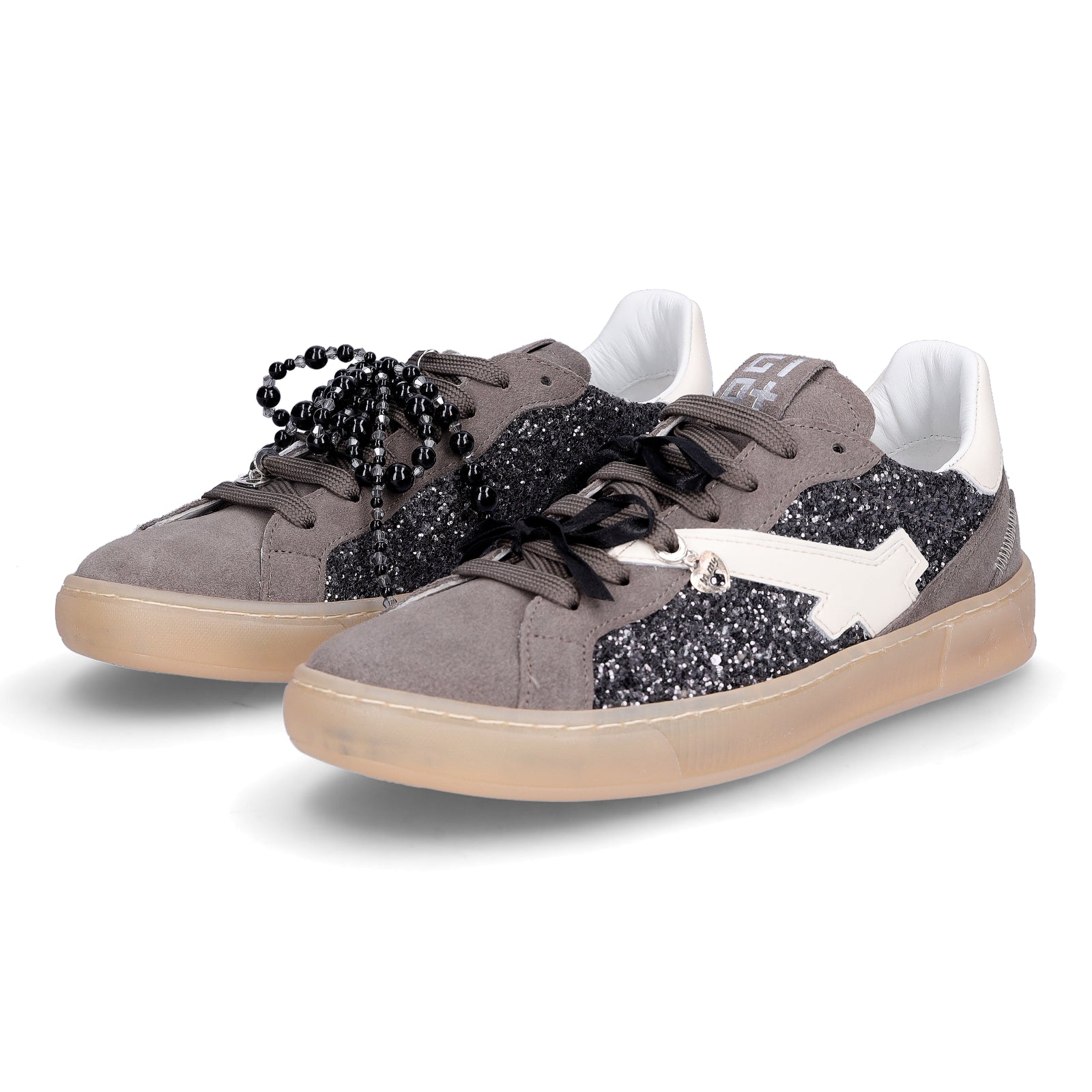 Gio+ Damen Sneaker grau Glitzer
