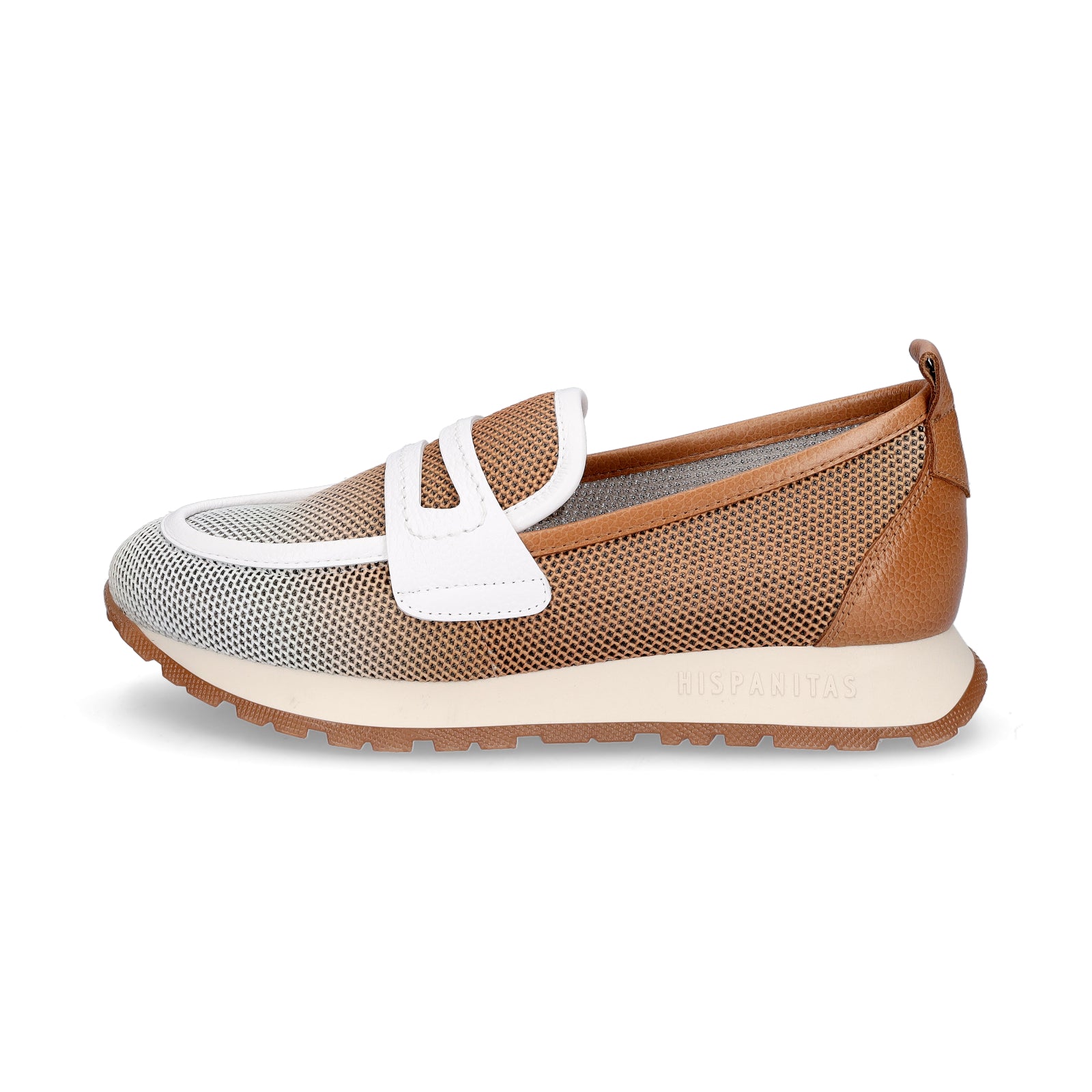 Hispanitas Damen Slipper braun weiß