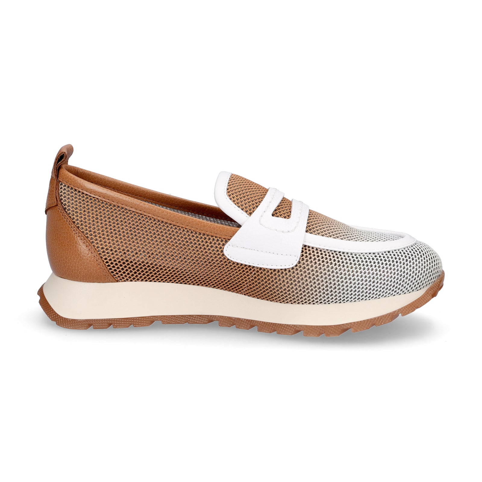 Hispanitas Damen Slipper braun weiß