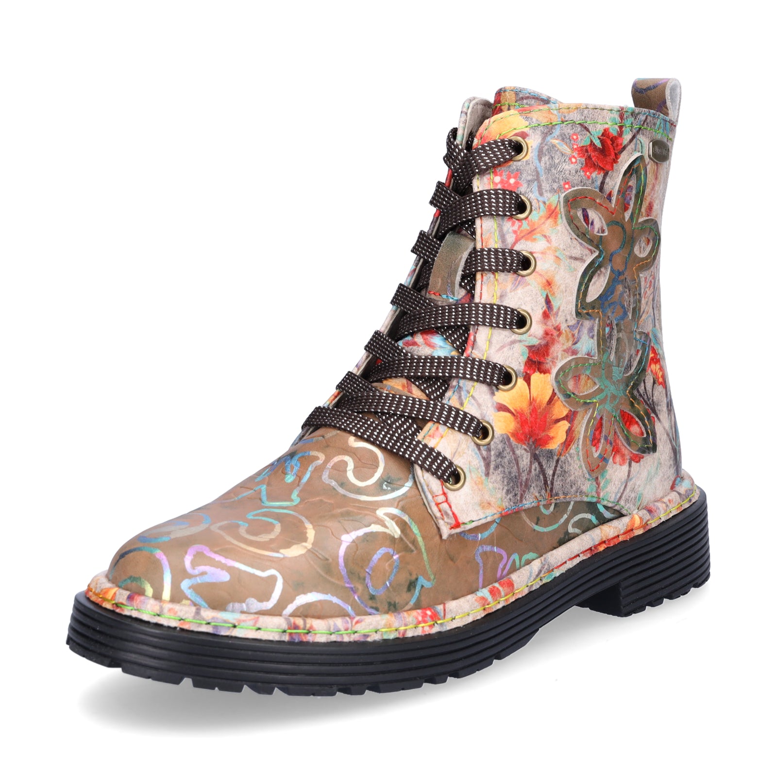 Laura Vita Damen Schnürboot beige multi