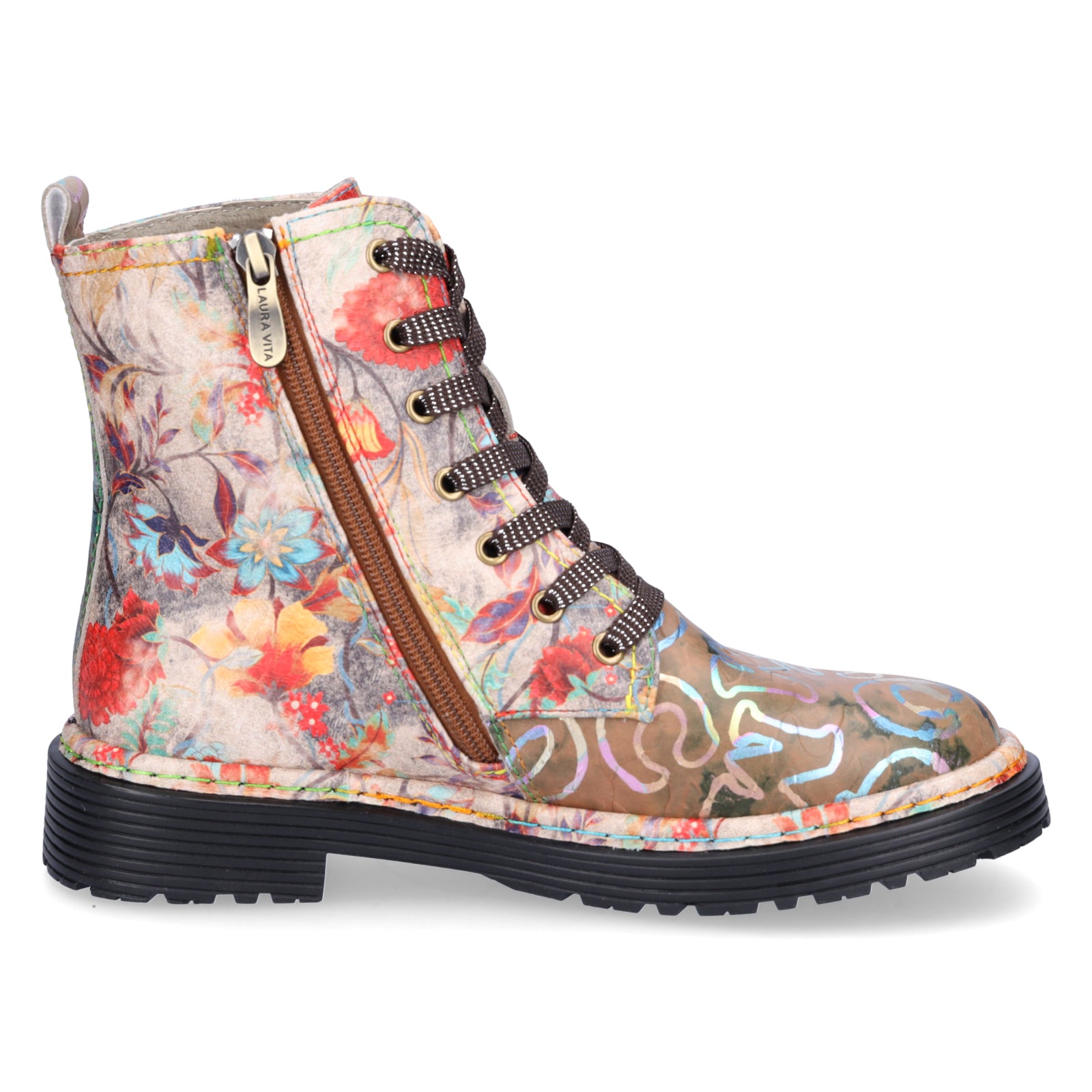Laura Vita Damen Schnürboot beige multi
