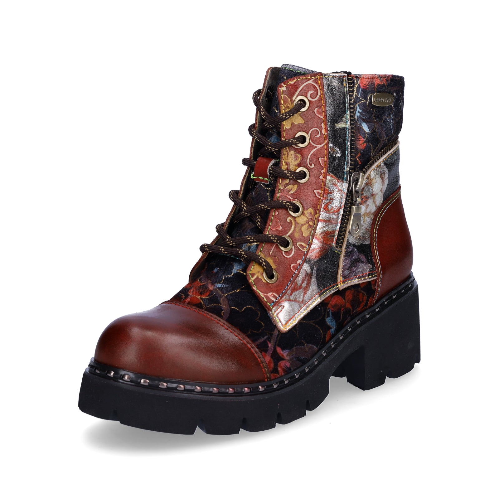 Laura Vita women's lace-up boots red