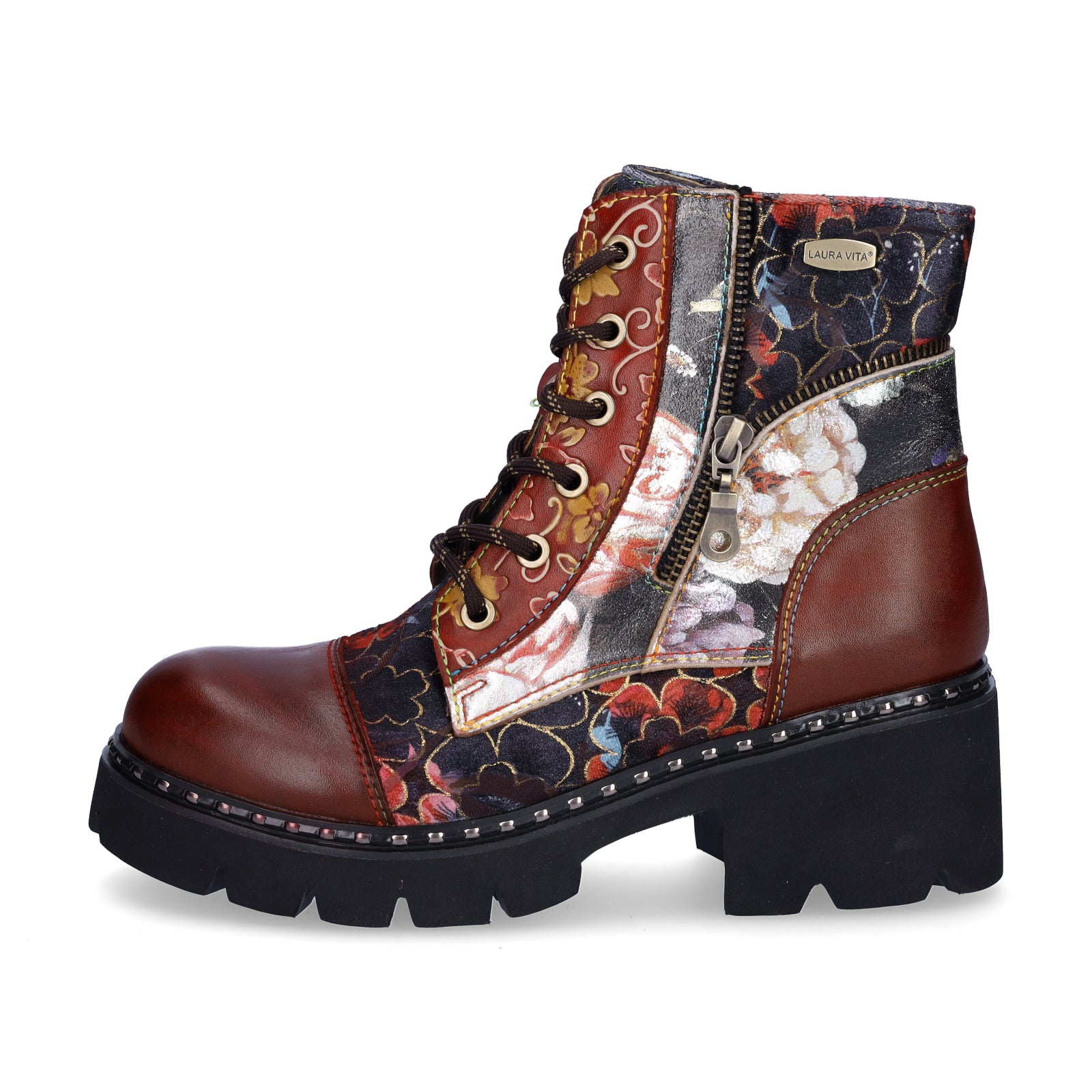 Laura Vita women's lace-up boots red
