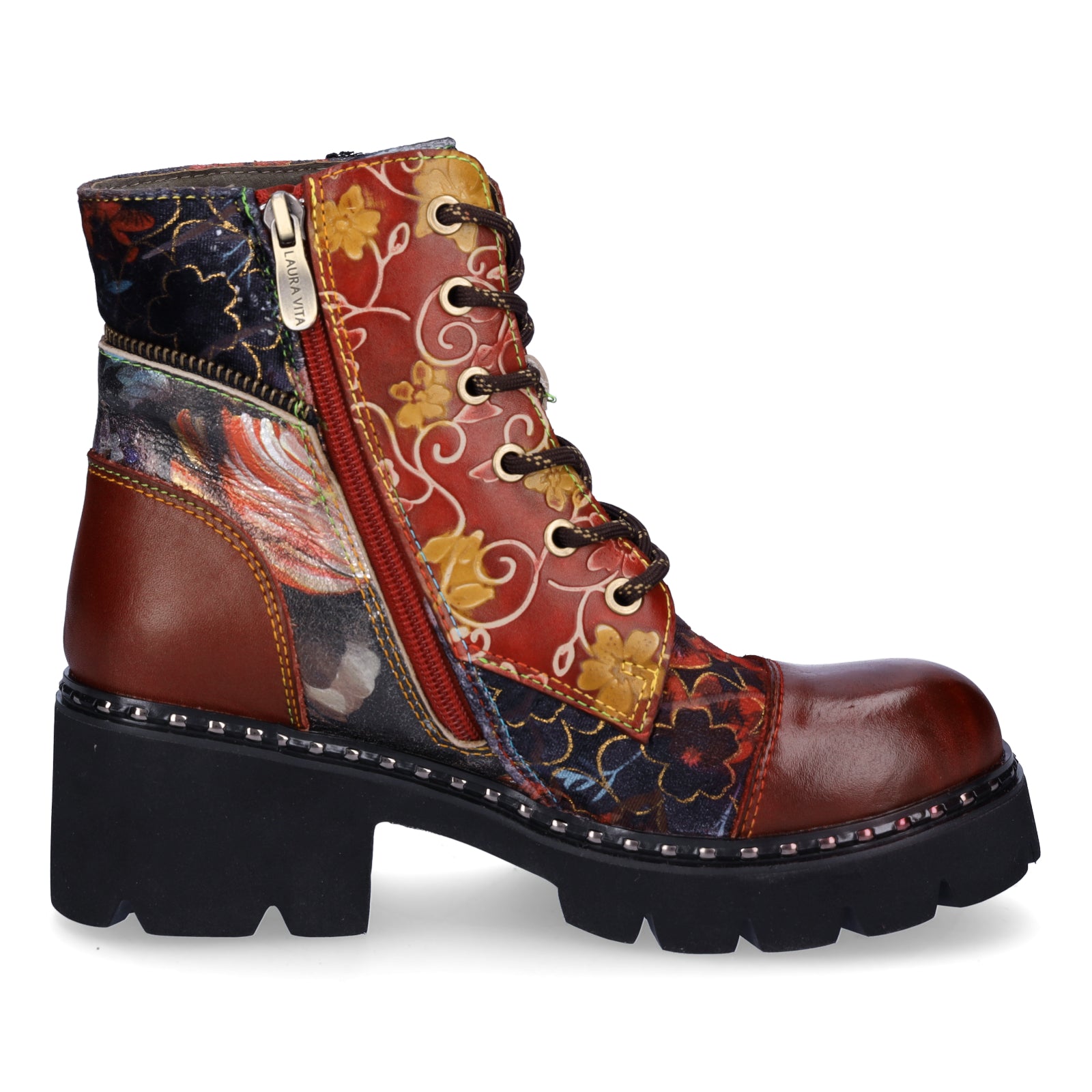 Laura Vita women's lace-up boots red
