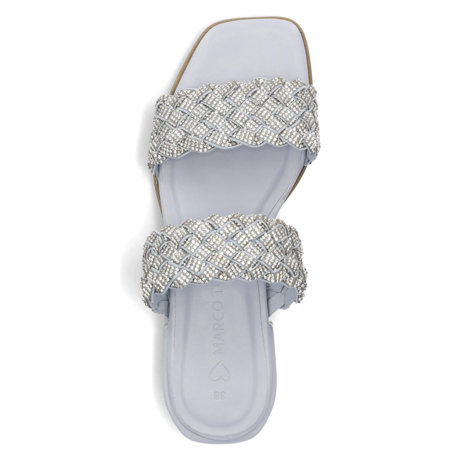 Marco Tozzi Damen Pantolette polar blau glitzer