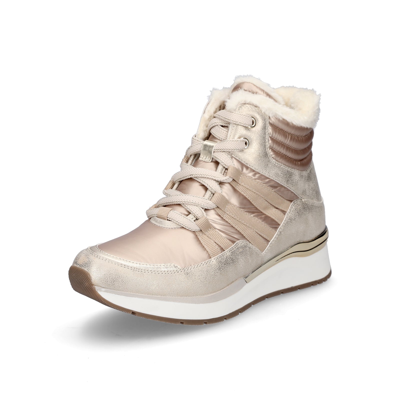 Marco Tozzi Damen Schnürboot beige metallic