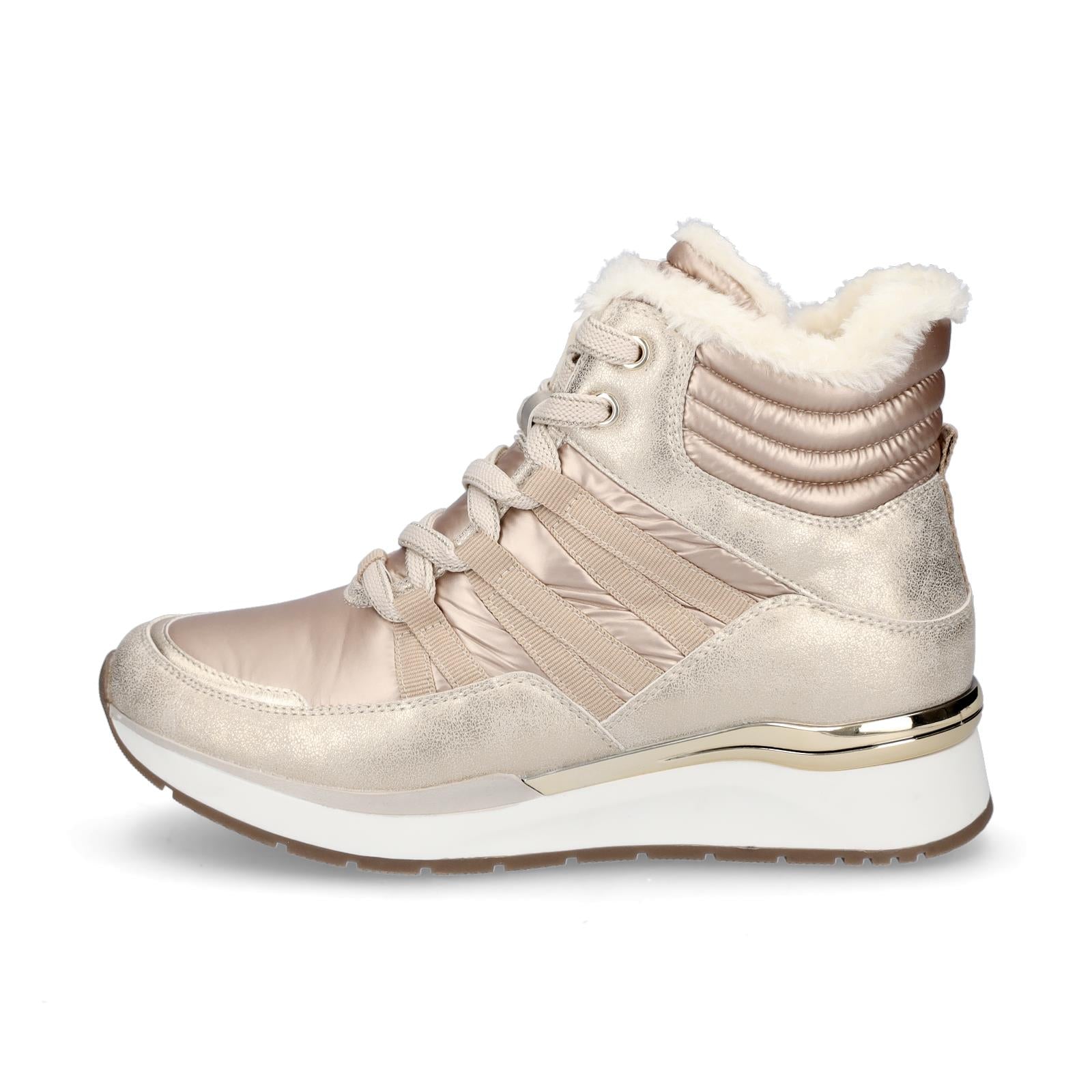 Marco Tozzi Damen Schnürboot beige metallic