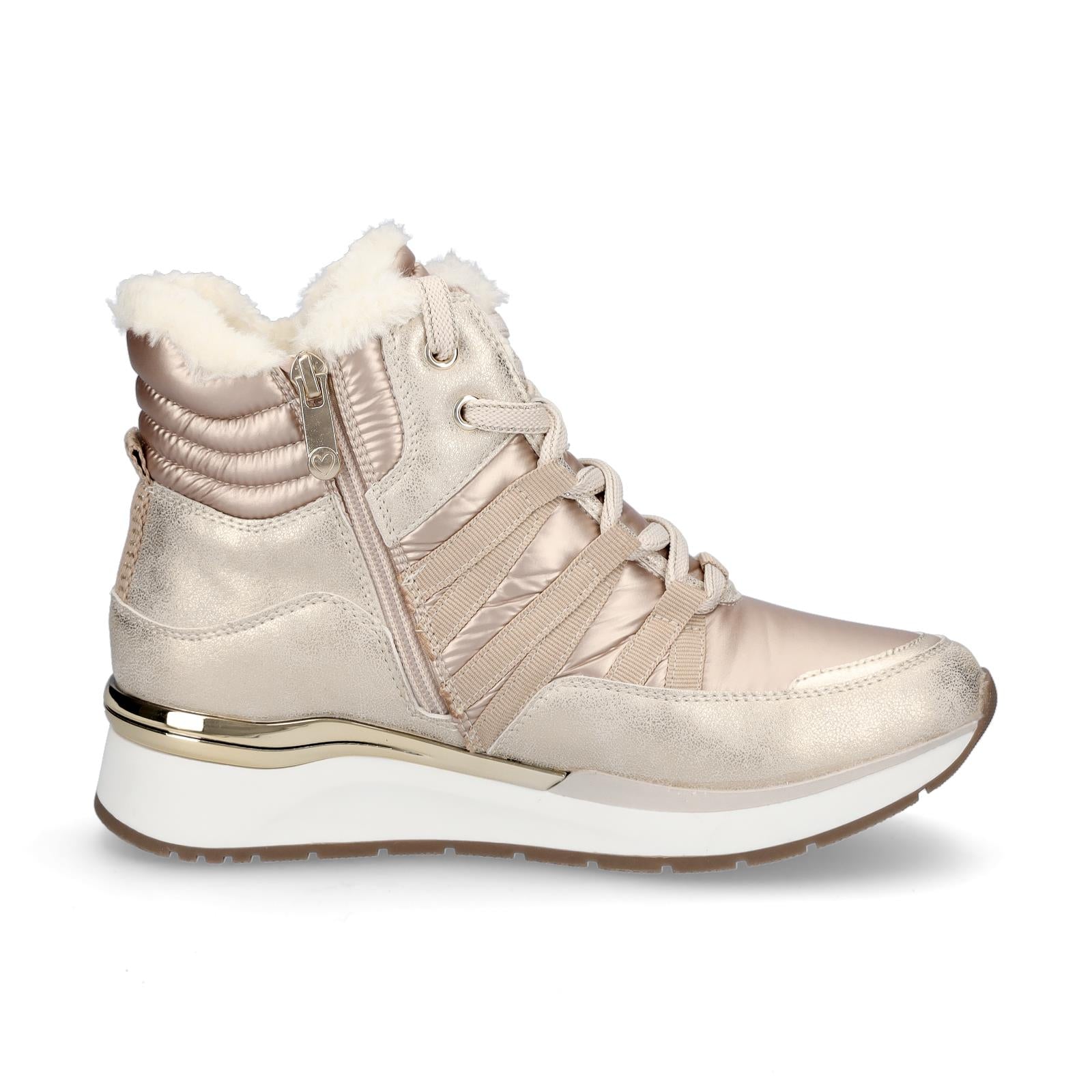 Marco Tozzi Damen Schnürboot beige metallic