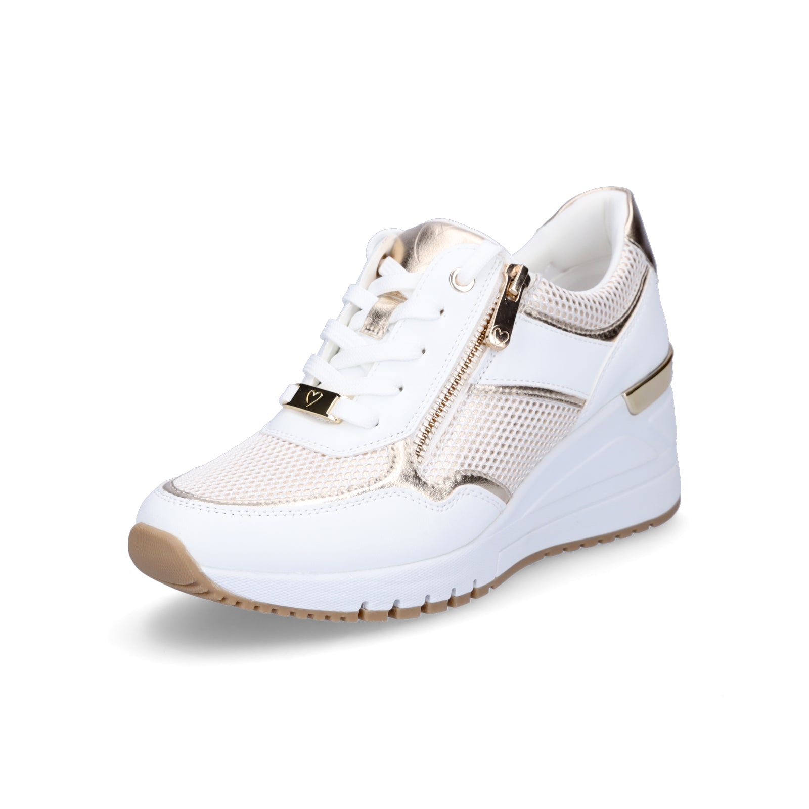 Marco Tozzi women's wedge sneakers white gold