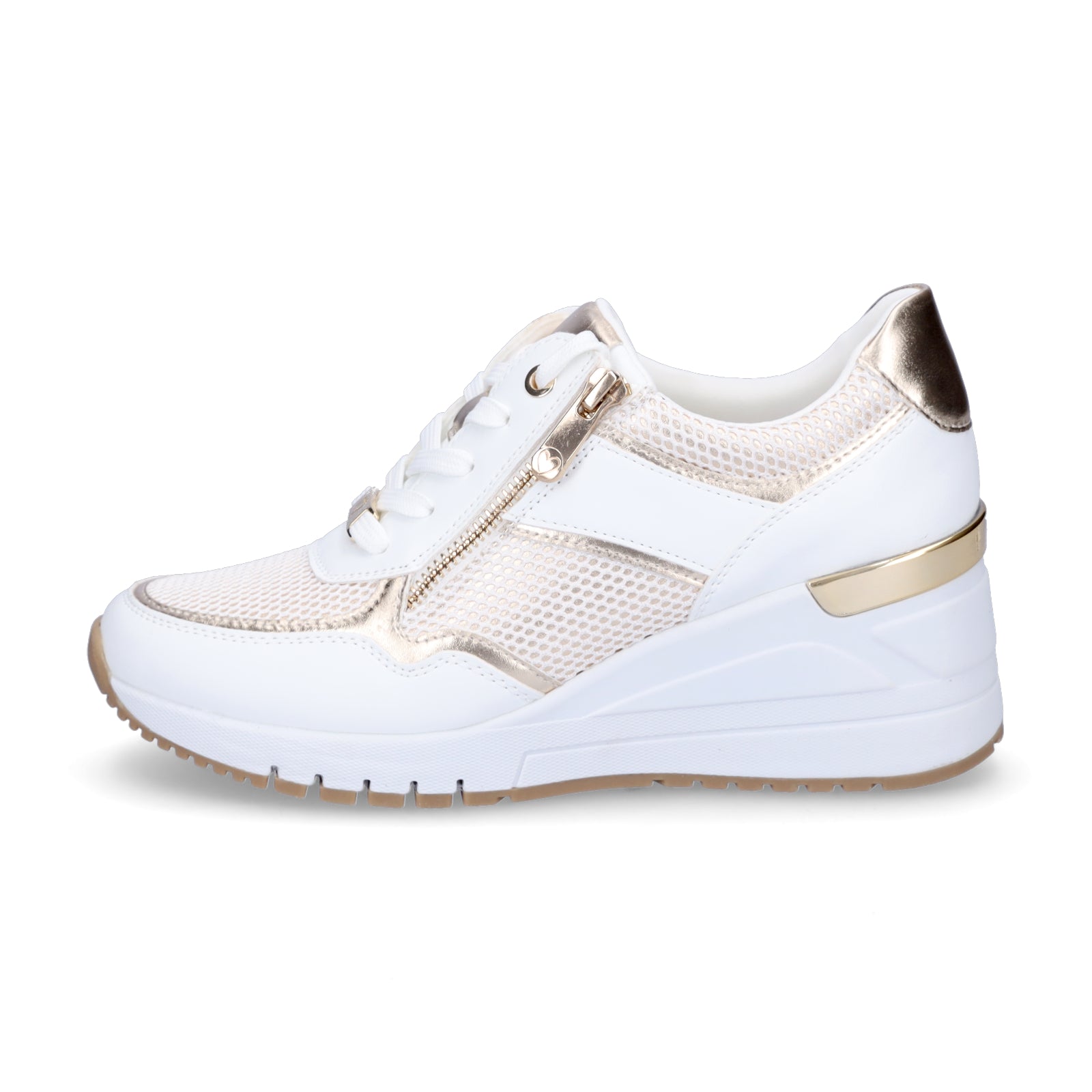 Marco Tozzi women's wedge sneakers white gold