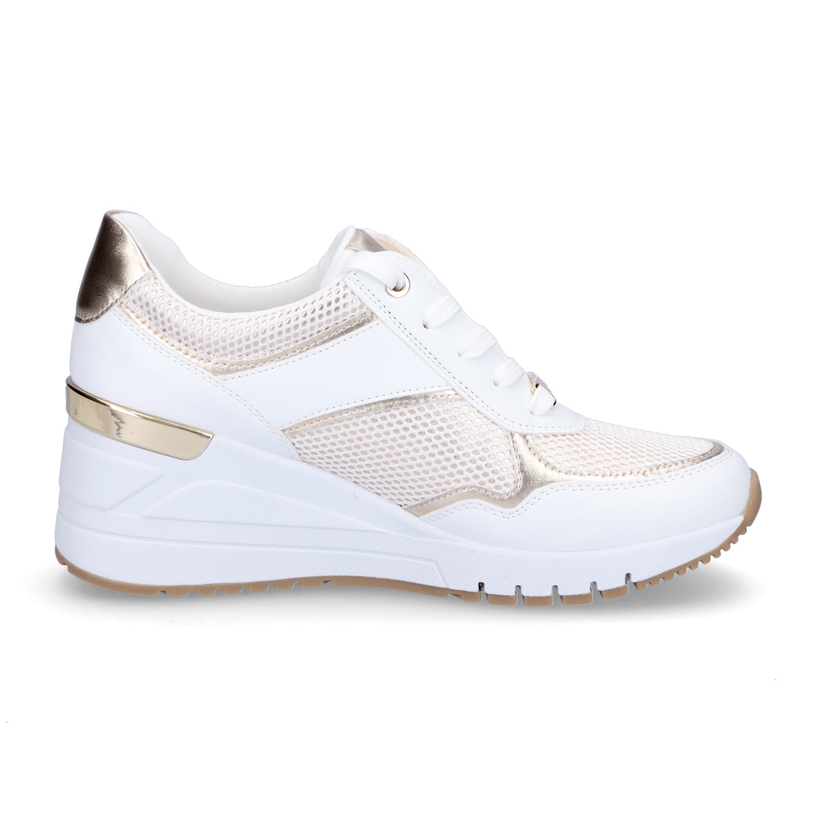 Marco Tozzi women's wedge sneakers white gold