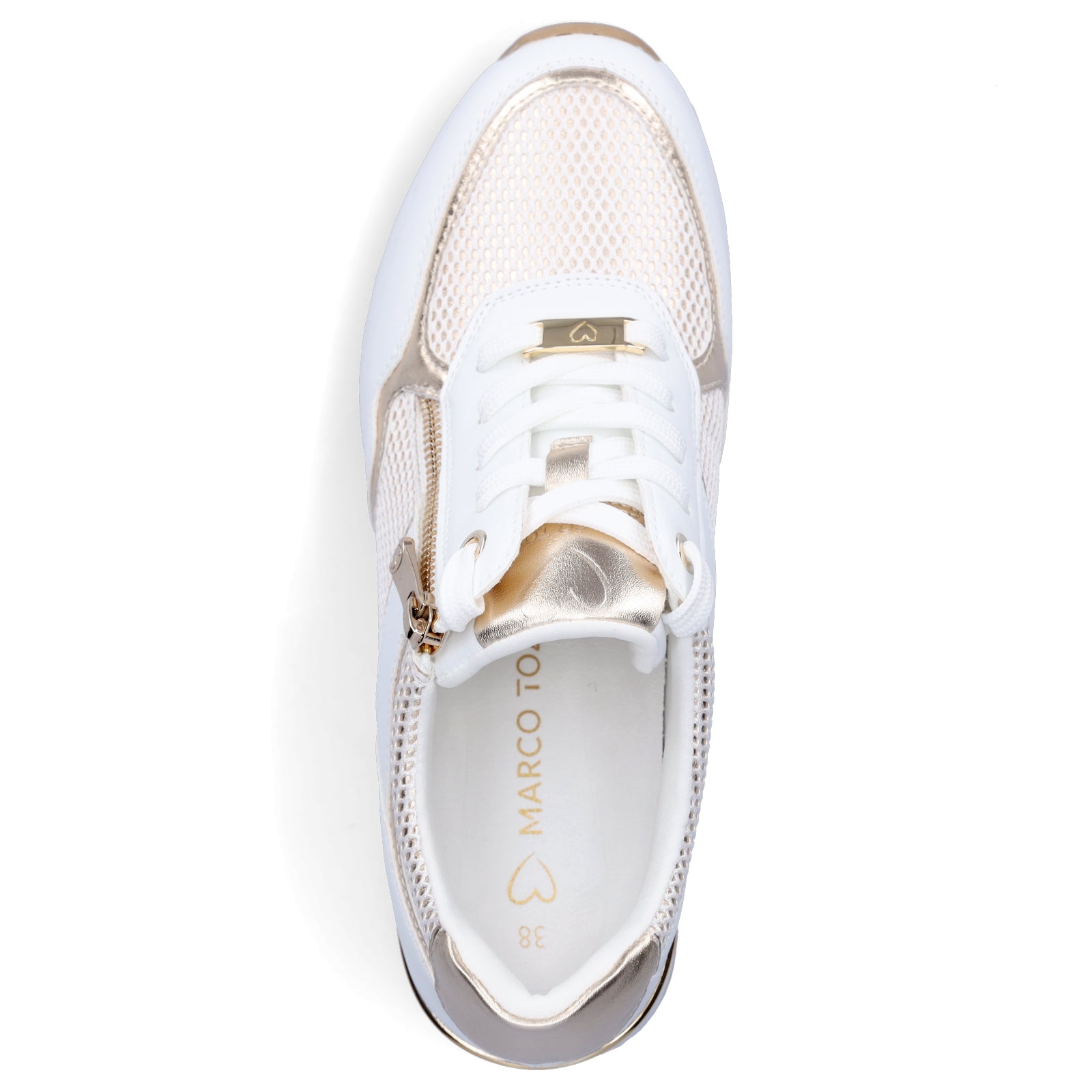 Marco Tozzi women's wedge sneakers white gold