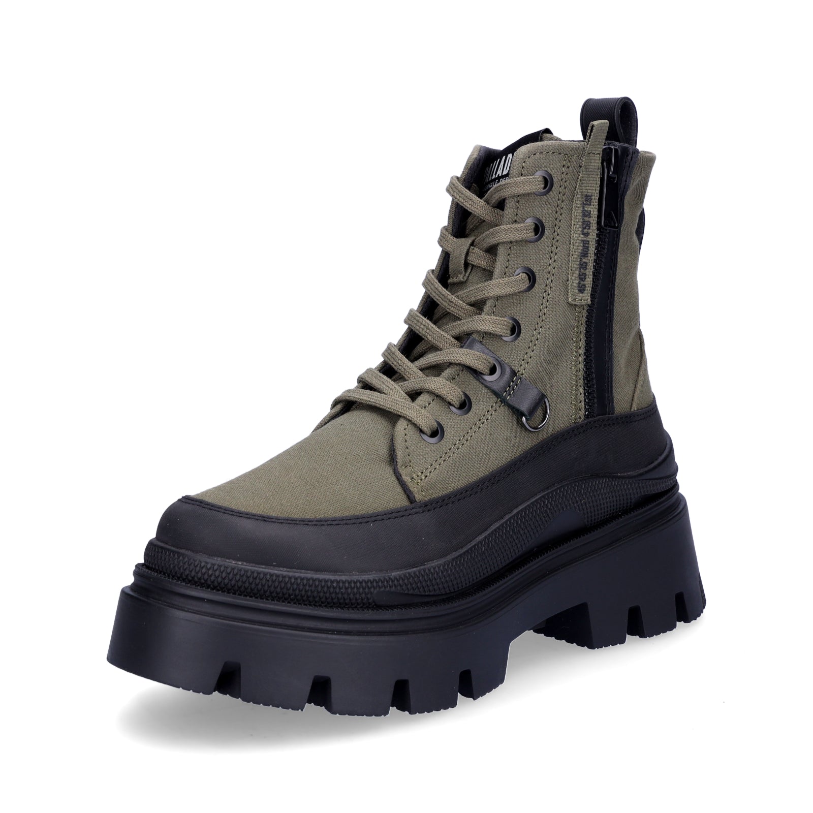 Palladium women's lace-up boot Pallasquad Zip Tx olive green