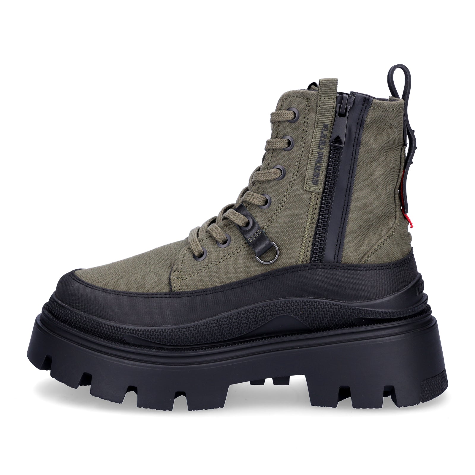 Palladium women's lace-up boot Pallasquad Zip Tx olive green