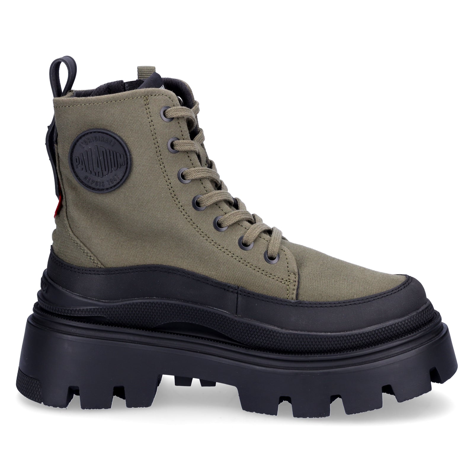 Palladium women's lace-up boot Pallasquad Zip Tx olive green