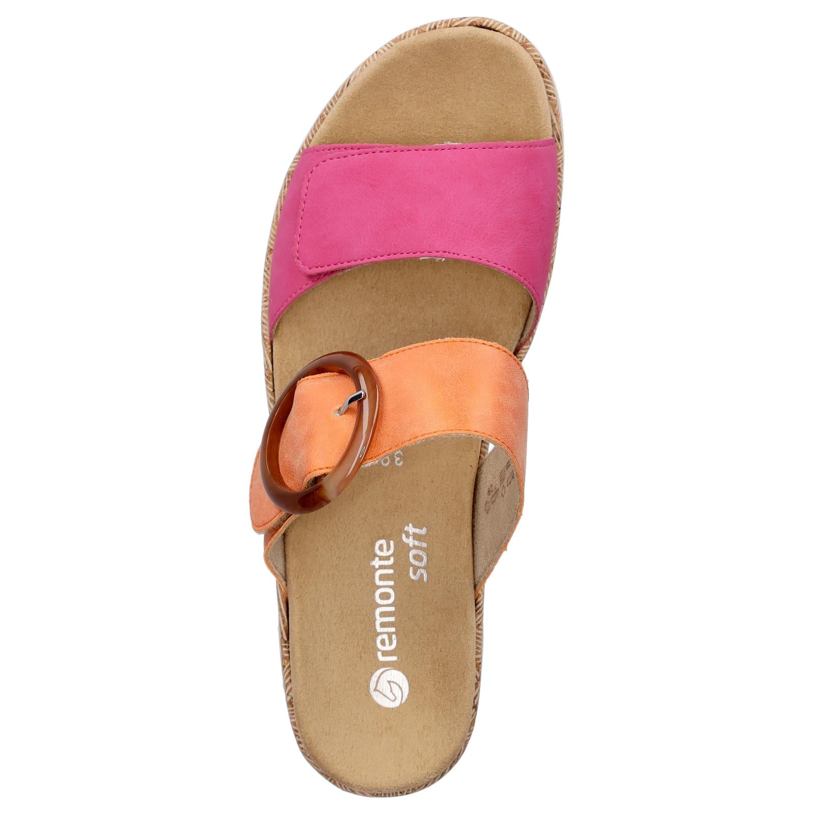 Remonte women's mules orange pink