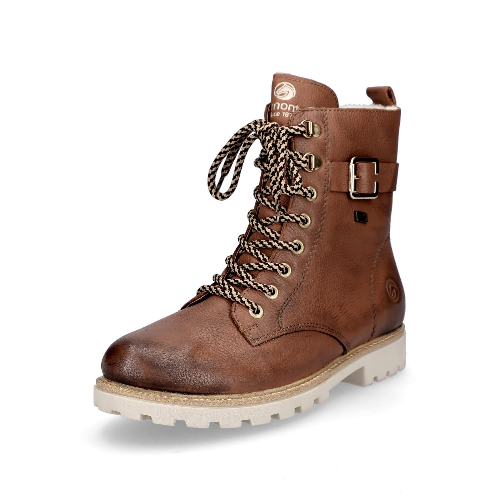 Remonte women's leather lace-up boot brown