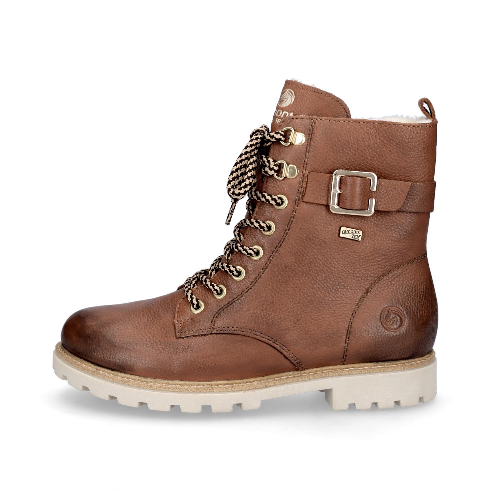 Remonte women's leather lace-up boot brown