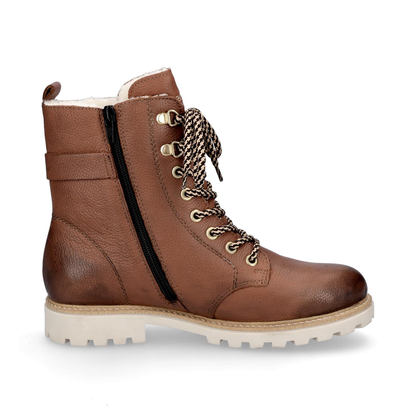 Remonte women's leather lace-up boot brown