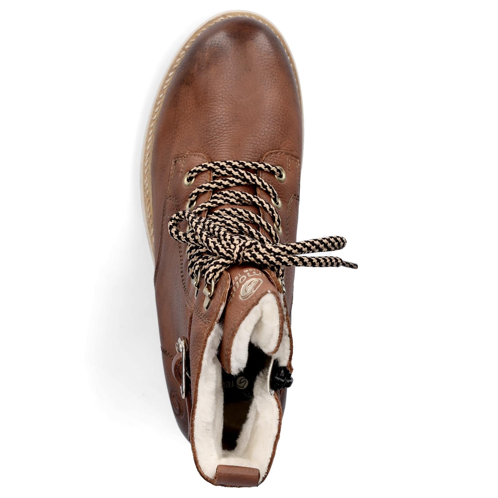 Remonte women's leather lace-up boot brown
