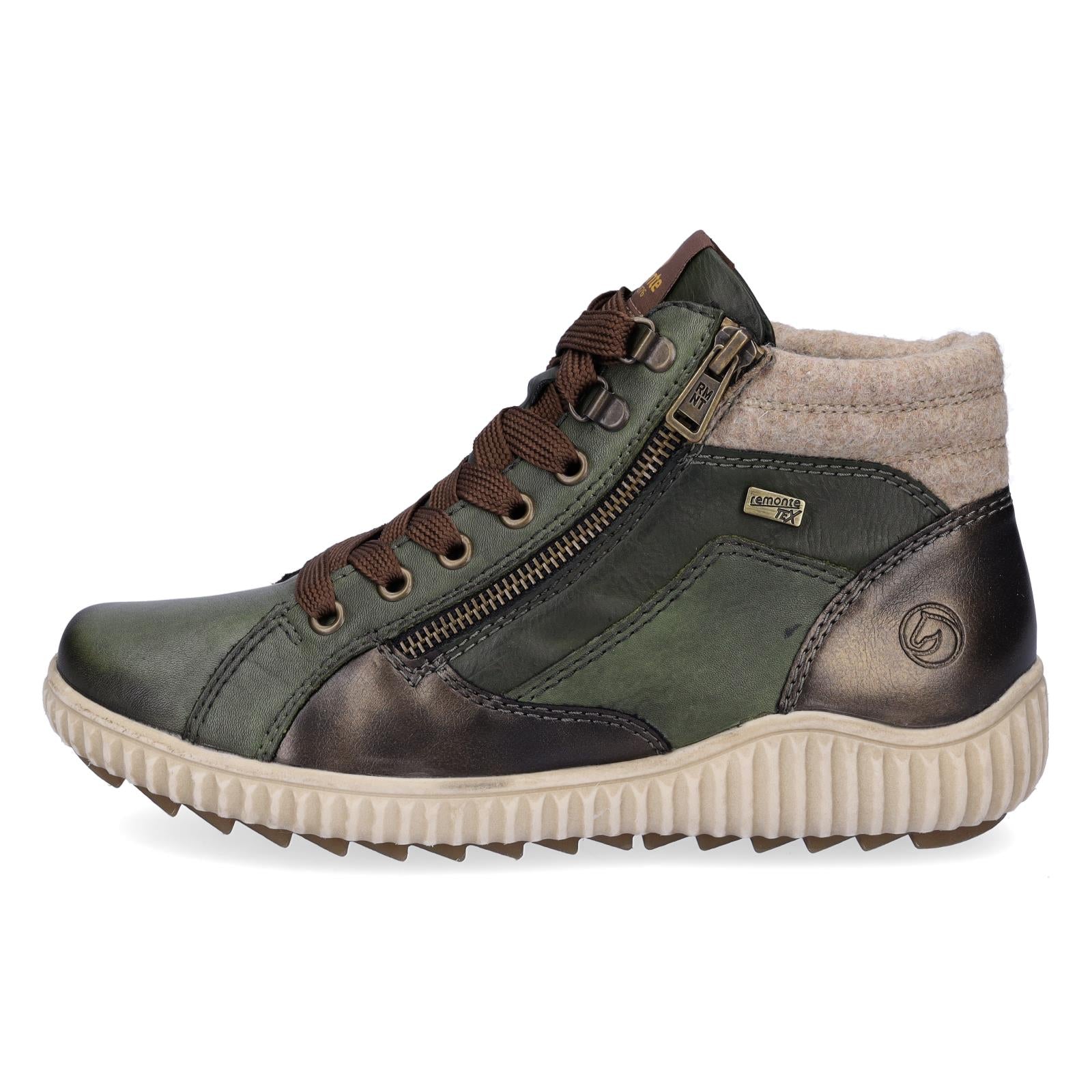 Remonte women's lace-up boot green