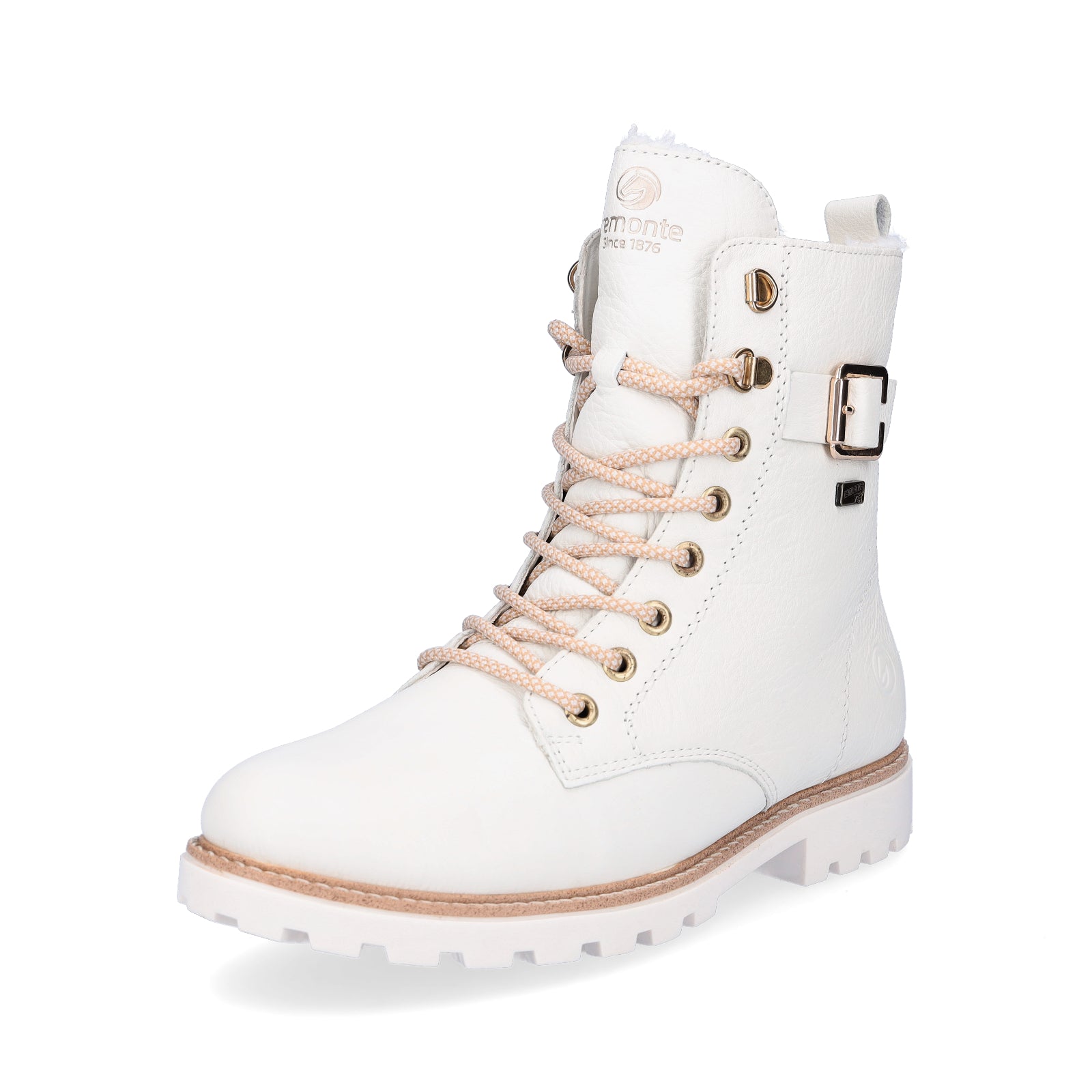 Remonte women's leather lace-up boot cream