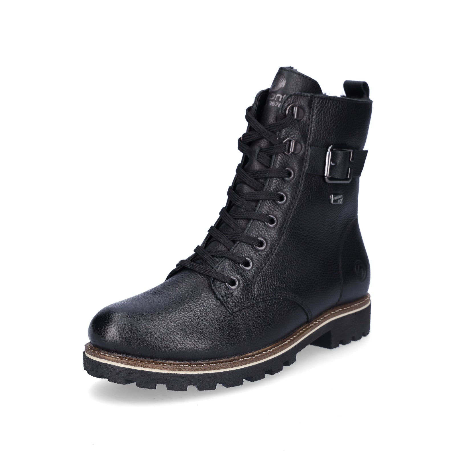 Remonte women's leather lace-up boot black