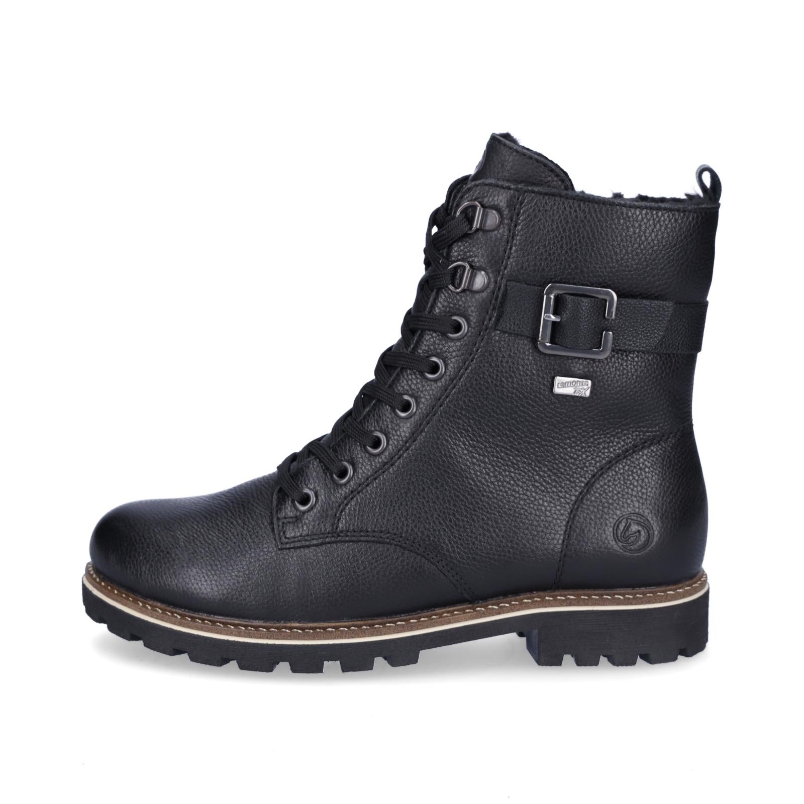 Remonte women's leather lace-up boot black