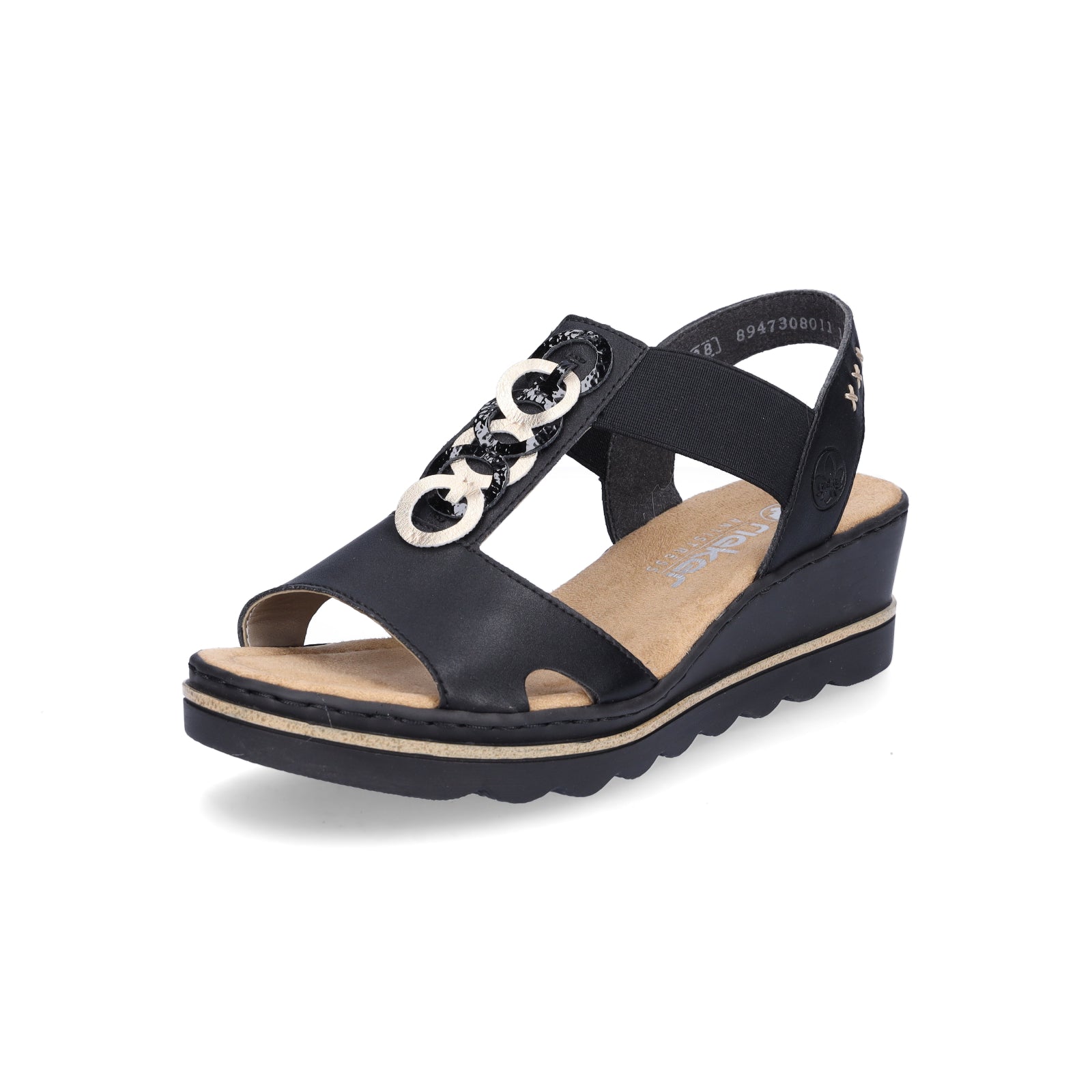 Rieker women's wedge sandals black