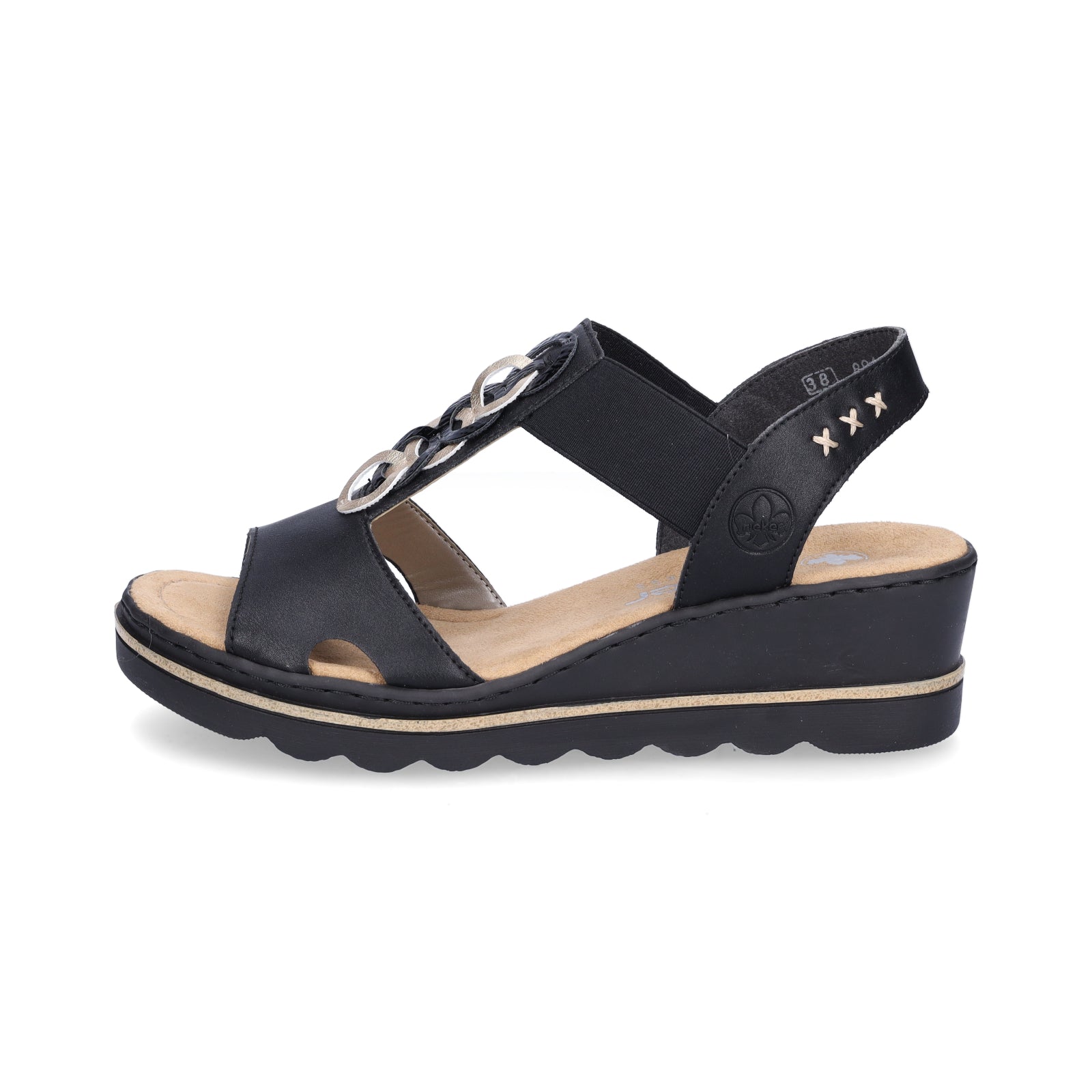 Rieker women's wedge sandals black