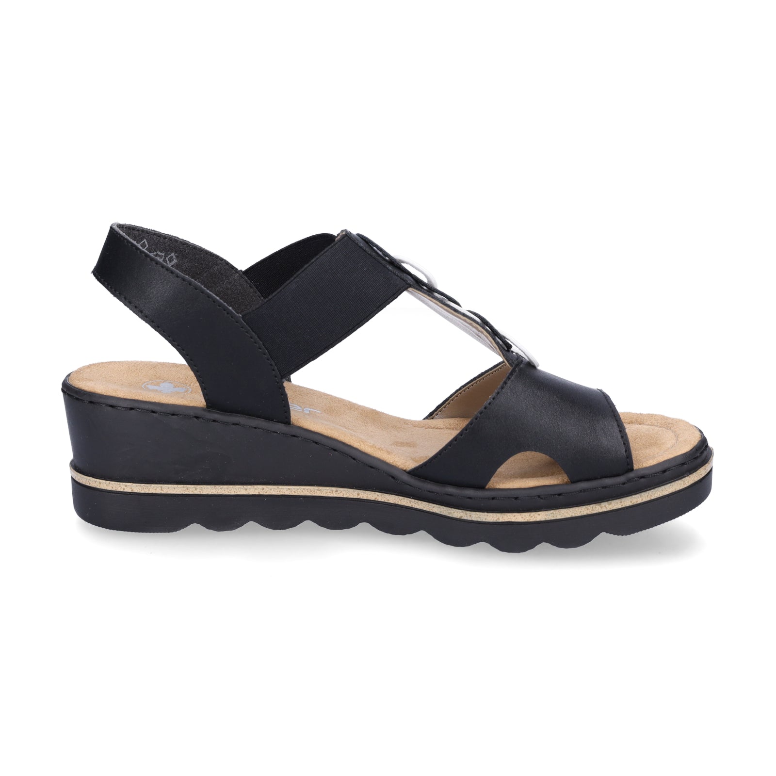 Rieker women's wedge sandals black