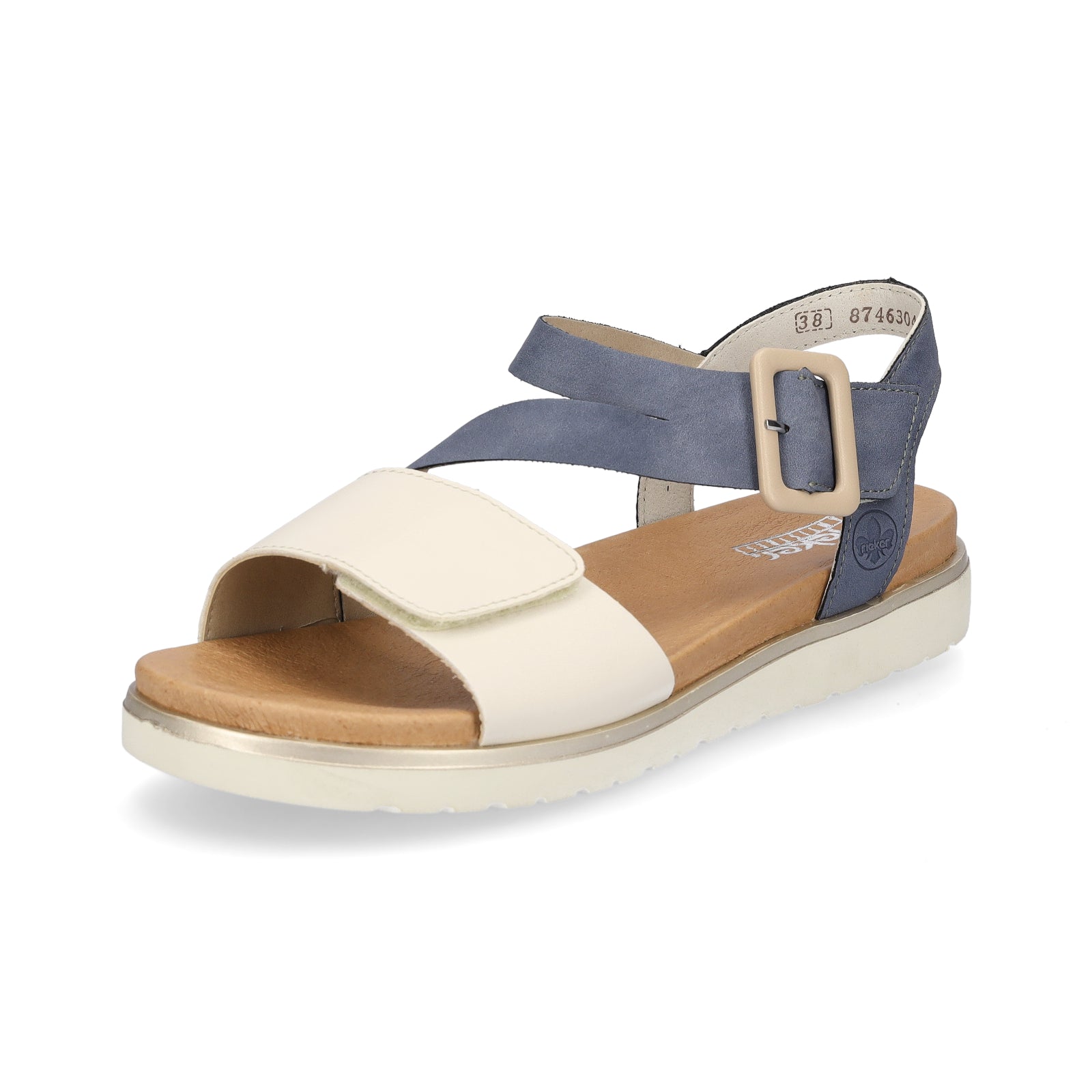 Rieker women's sandal blue cream