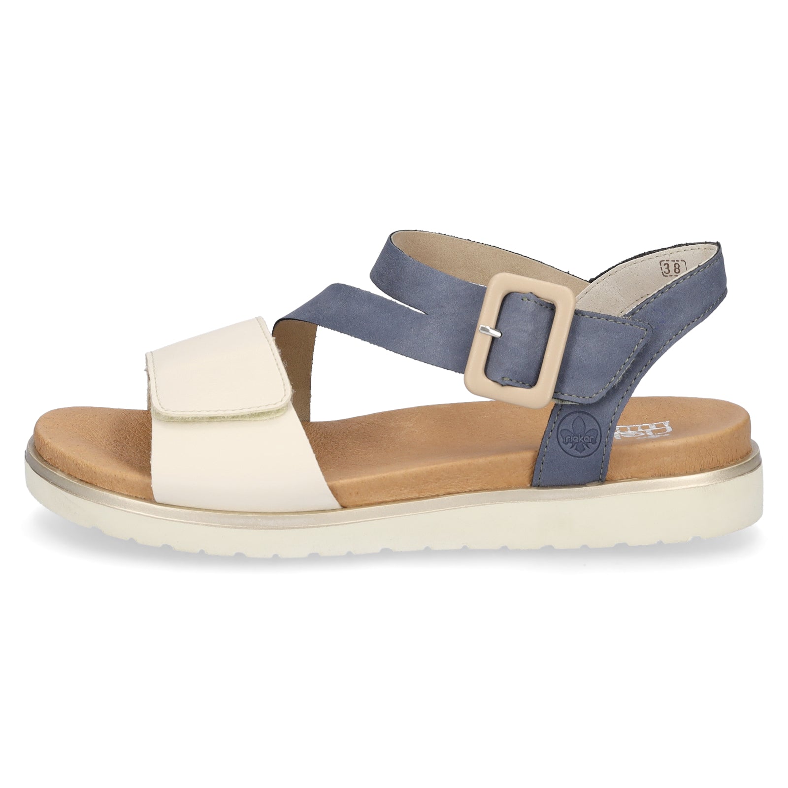 Rieker women's sandal blue cream