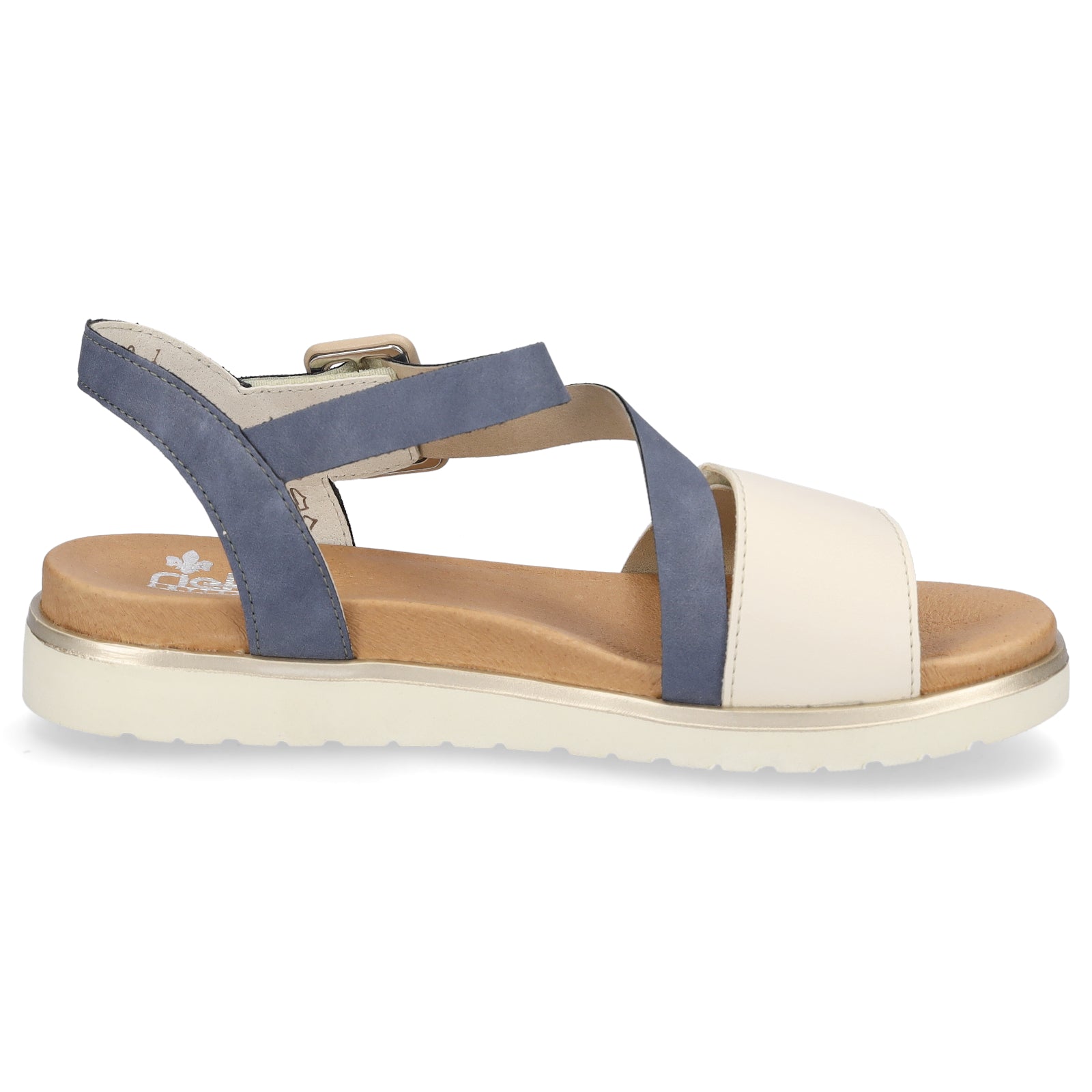 Rieker women's sandal blue cream